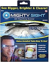 Ontel Mighty Sight LED Magnifying Glasses: 160% Hands-Free Magnification with Bright LEDs, Fits Over Prescription Eyewear, Pack of 2