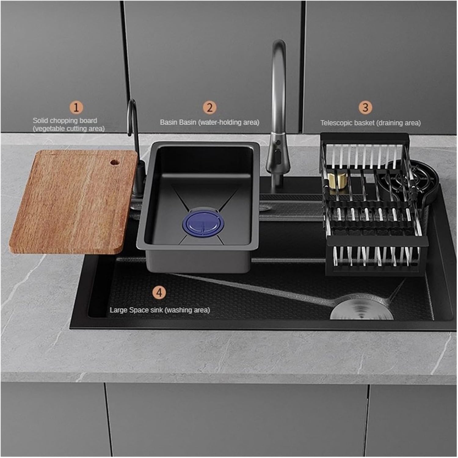 Honeycomb Pattern Stainless Steel Kitchen Sink Household Large Single Slot Multifunctional Dishwashing Basin(8045 F1)