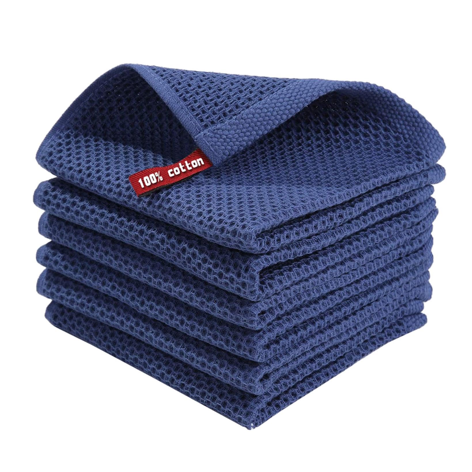 Microfiber Cleaning Cloth 6 Pack Waffle Weave 100 Cotton Reusable Absorbent Cleaning Rags Quick Dry Multipurpose Non-Scratch Washable