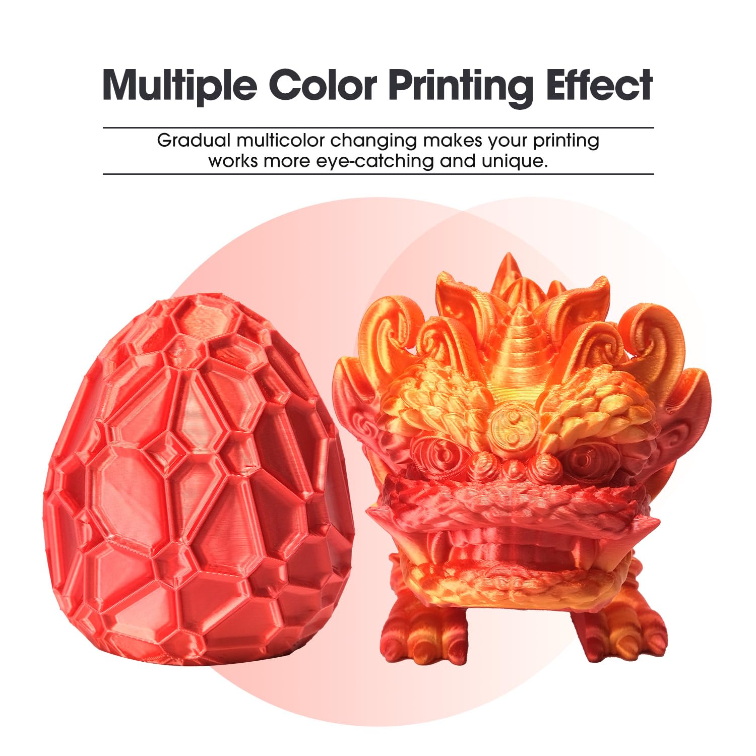 eSUN Silk Rainbow PLA Filament 1.75mm, filamento setoso multicolore per stampanti 3D PLA, colore sfumato che cambia bobina da 1KG (2.2 LBS) per stampanti 3D, Blazing Arcobaleno