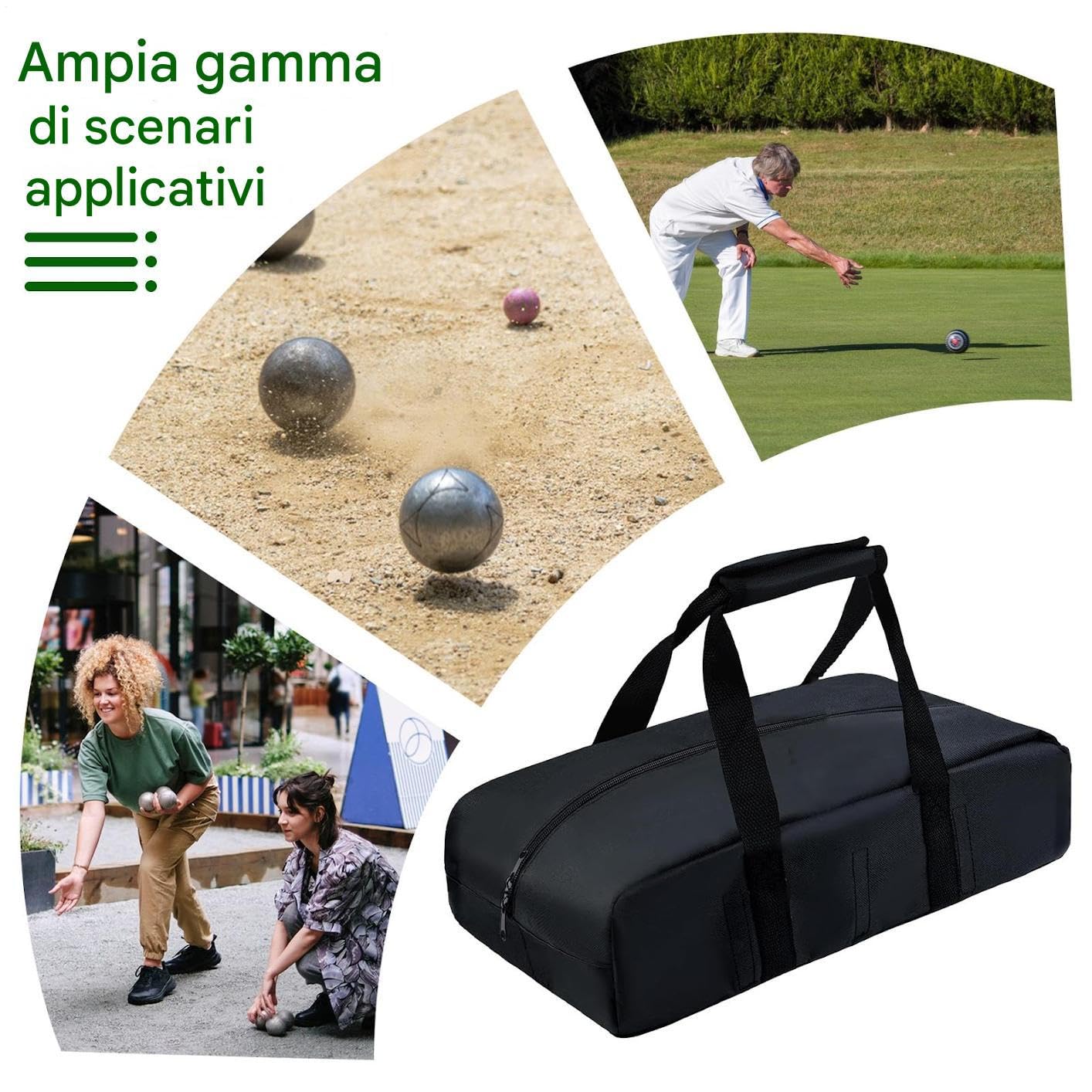 Tasche für Boccia-Kugeln – wasserdichte Tasche mit 8 Fächern, Organizer für Bälle, Tragetasche mit geteilten Trennwänden, langlebiger Behälter für Reisespiele, Strandrasen, Hof,