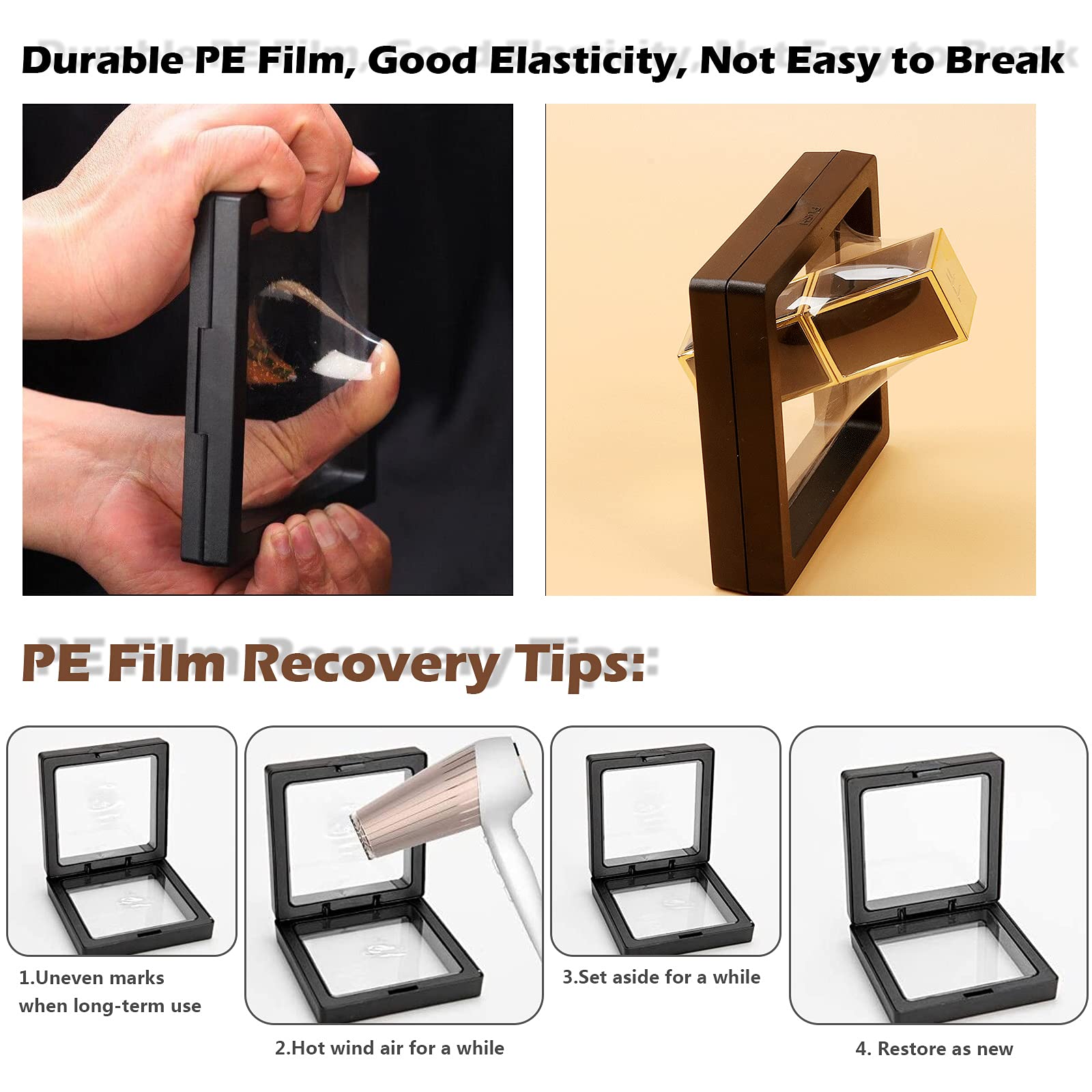 Cadre Flottant 3D, 7 Pièces Présentoirs Transparents 3D, Cadre Flottant Pièce Monnaie, Support D