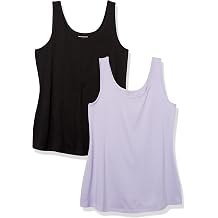 Amazon Essentials Womens Plus Size Slim Fit Scoop Neck Tank Top, Multipacks