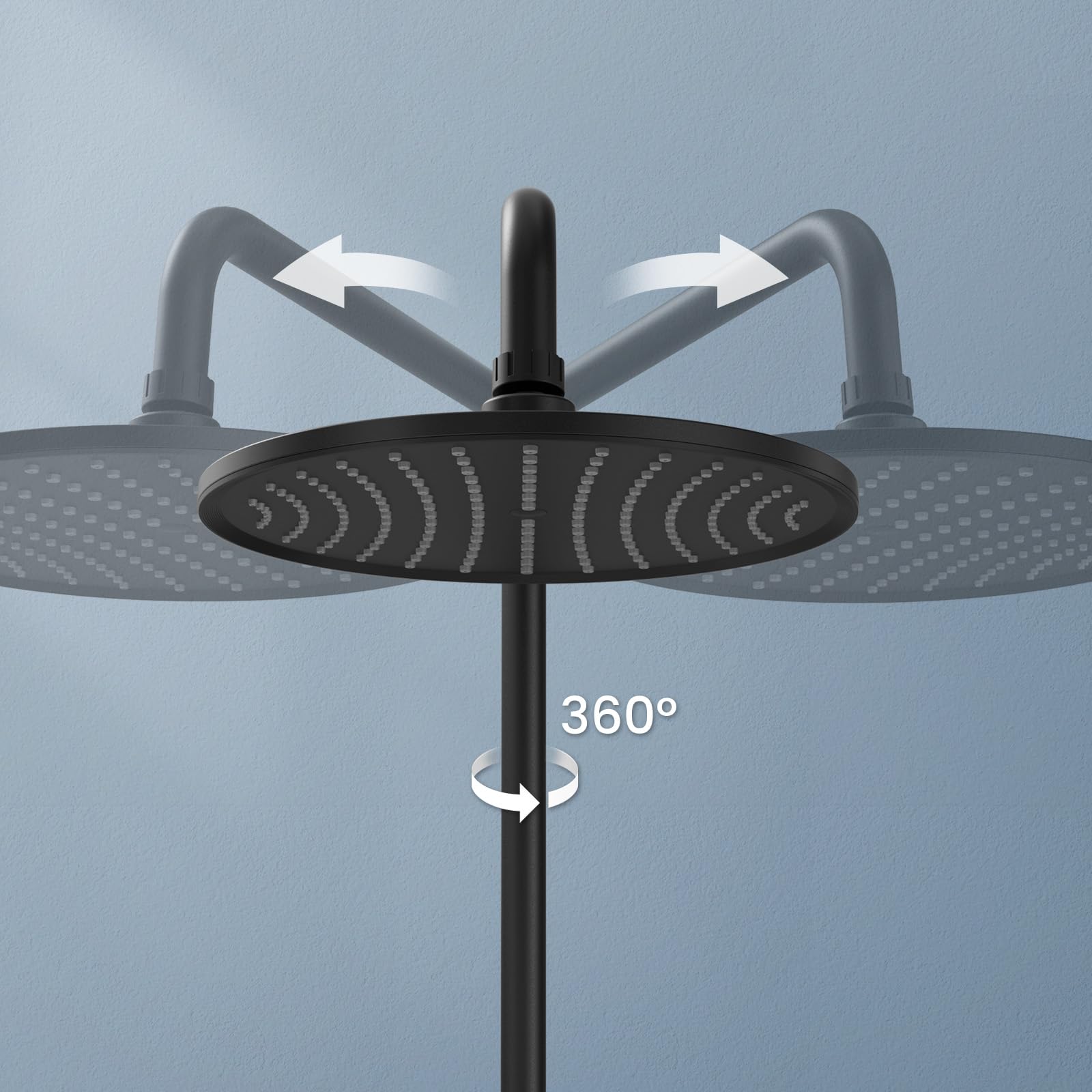 Duschsystem mit Thermostat Schwarz, Duscharmatur Komplettset | 25cm Rund Regendusche Duschkopf, Handbrause mit 3 Strahlarten, 100-120cm Höhenverstellbar, Regendusche mit Armatur, Duschset
