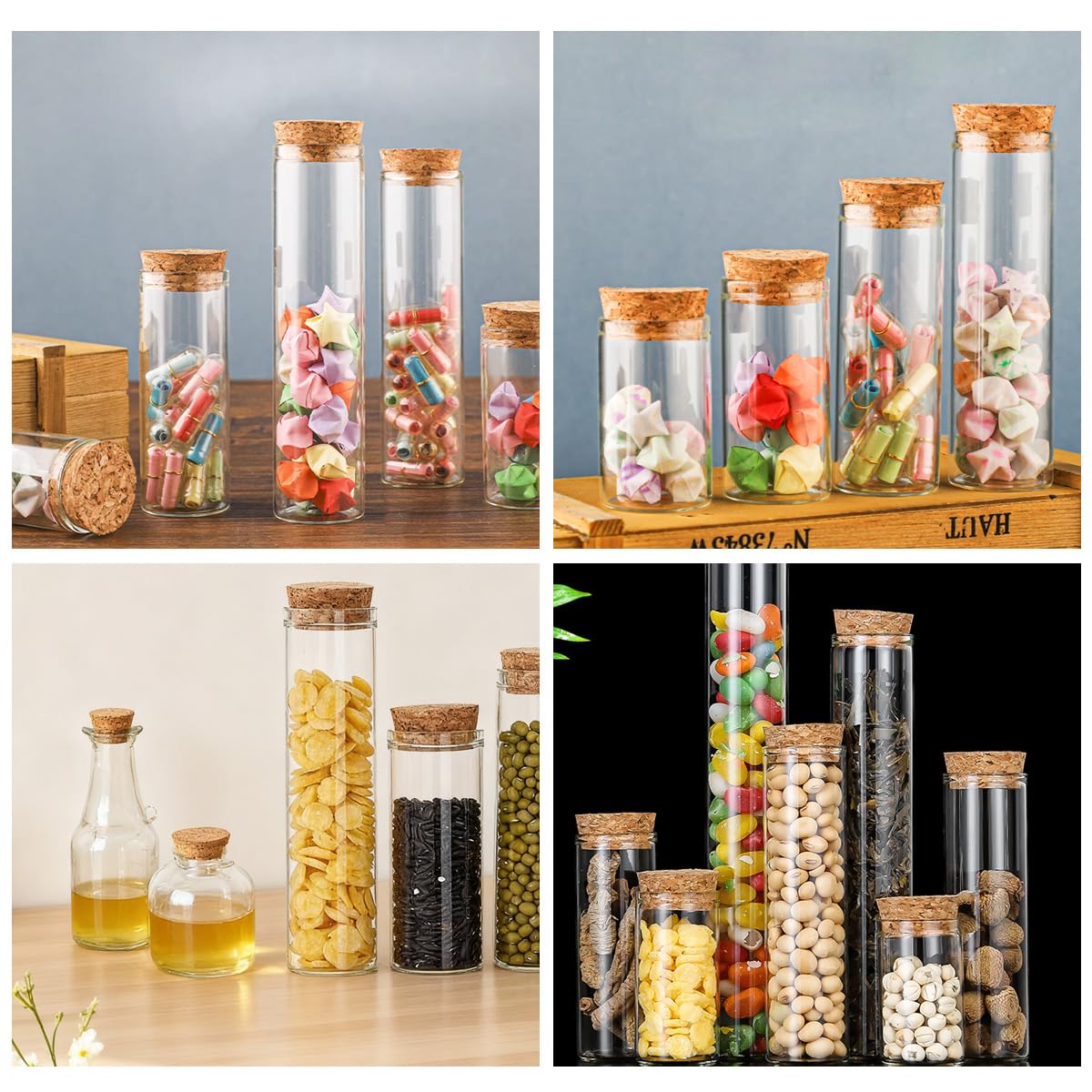 10 PZ 60ML/2OZ Vuoto Trasparente Tubi di Prova di Vetro Ricaricabile Fiala con Tappo di sughero Bottiglia In Miniatura Reagant Jar Bottiglia per Lab Party Favors Candy Spezie Perline
