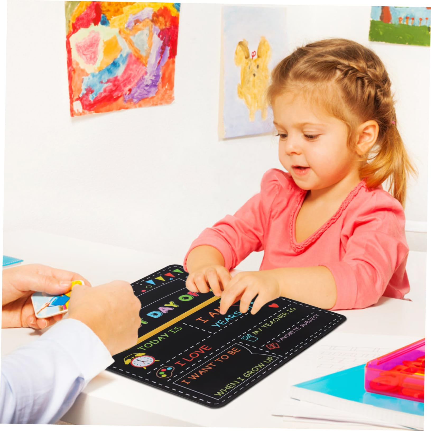 Housoutil 4 Pezzi Lavagna Doppia Faccia in per Primo Scuola Riutilizzabile e Cartello Fotografico Scolastico per Asilo Elementari e College Facile con Gessetto
