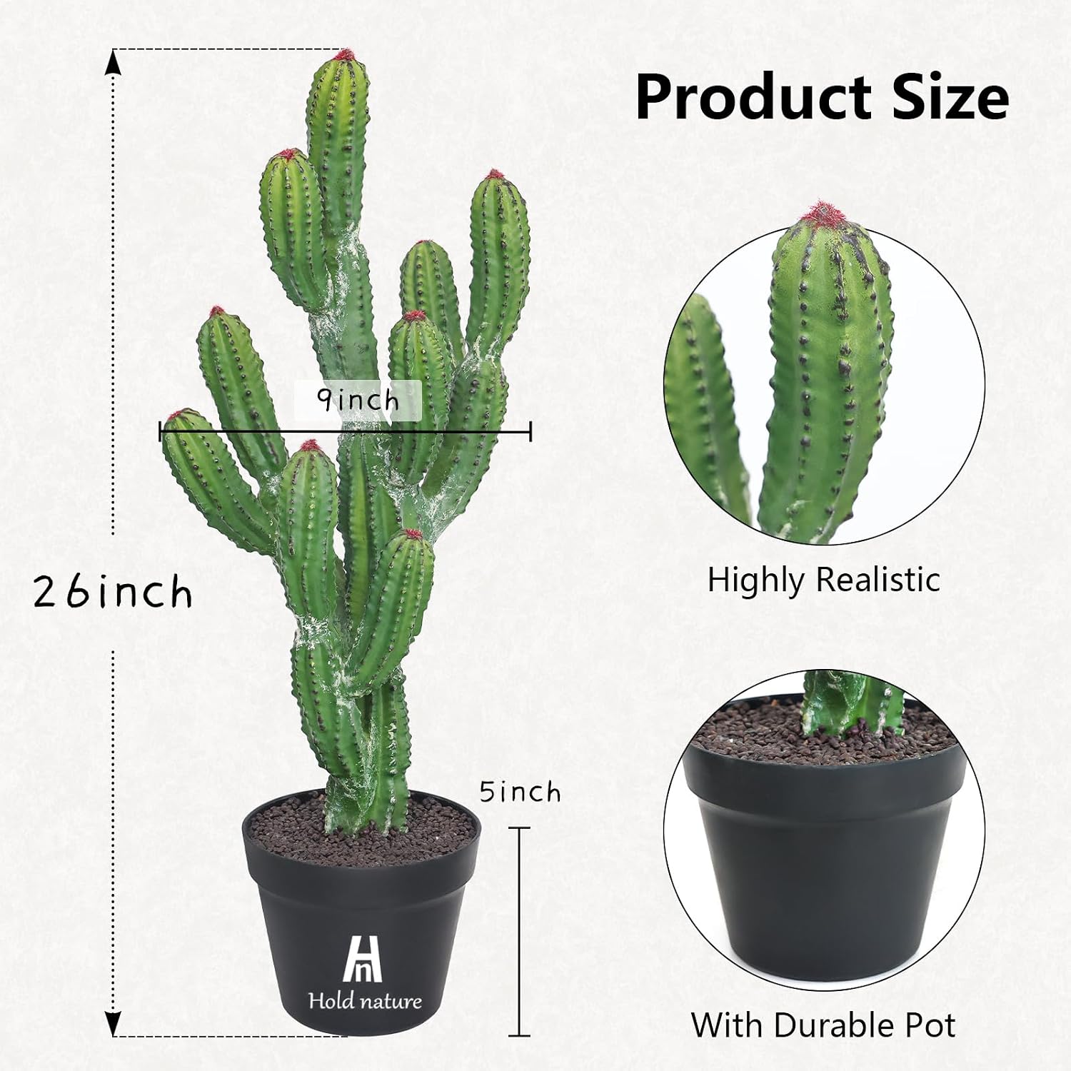Artificial Cactus Plant 26 Inch Faux Plants Indoor, Faux Cacti Plants for Home Garden Indoor and Outdoor