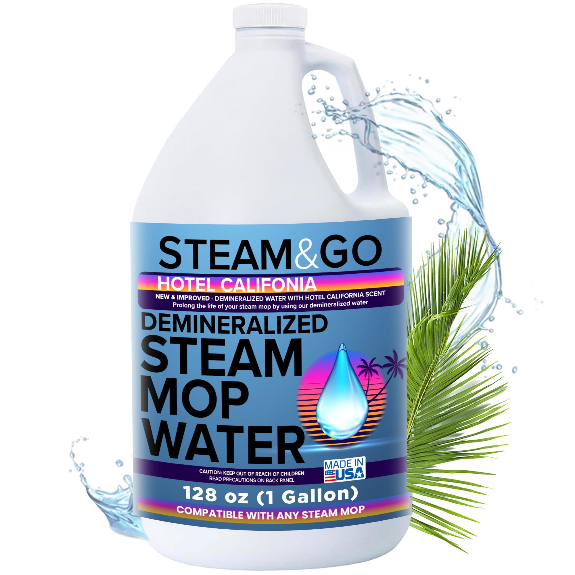 Steam & Go Demineralized Water for Steam Mop – Hotel California Scent, 1 Gallon | Scented Floor Cleaner Solution, Ready-to-Use, Compatible with Any Steam Cleaner