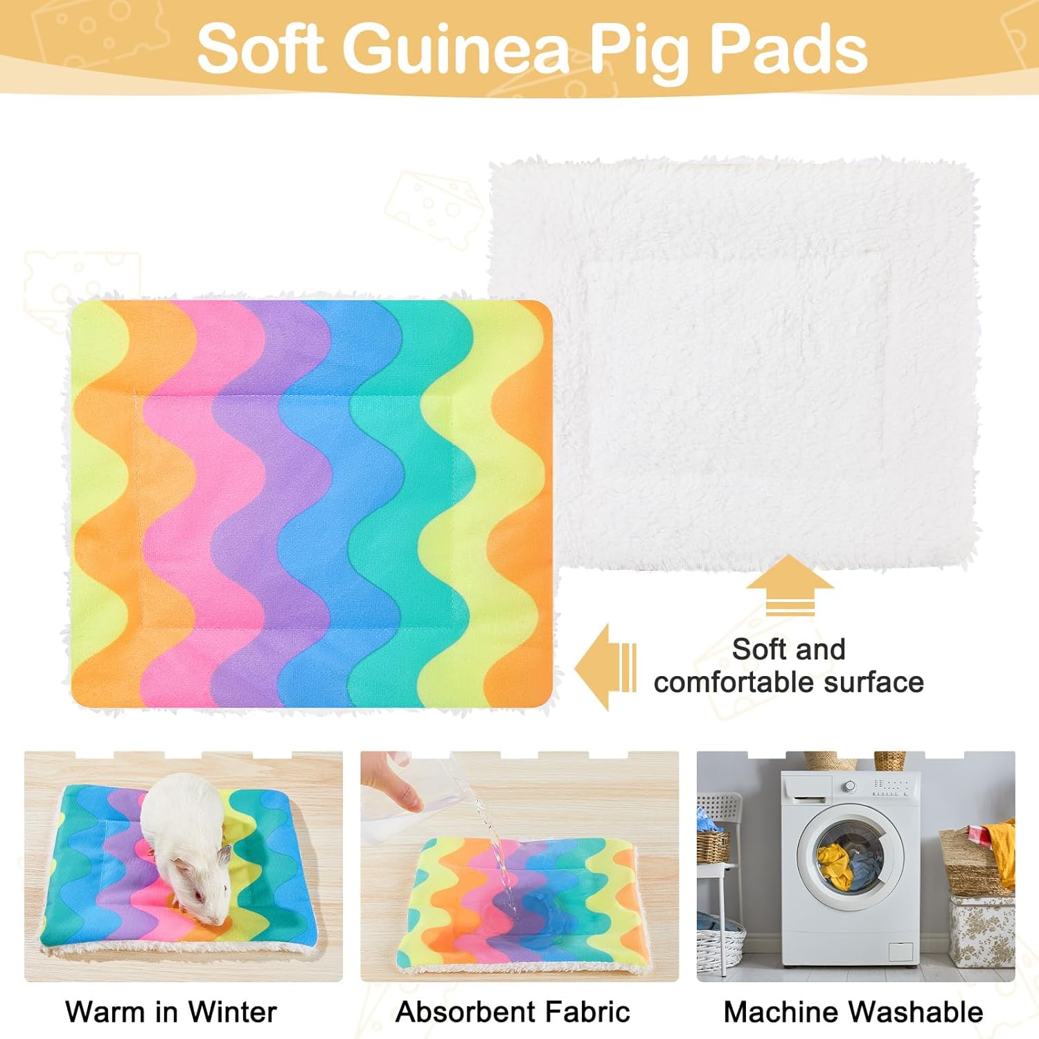 Guinea Pig Hideout, Guinea Pigs House with Stairs and Mats Extra Large Guinea Piggy Castle Detachable Hideouts for Small Animals Wooden Guinea Pig Habitats with Multiple Doors and Windows