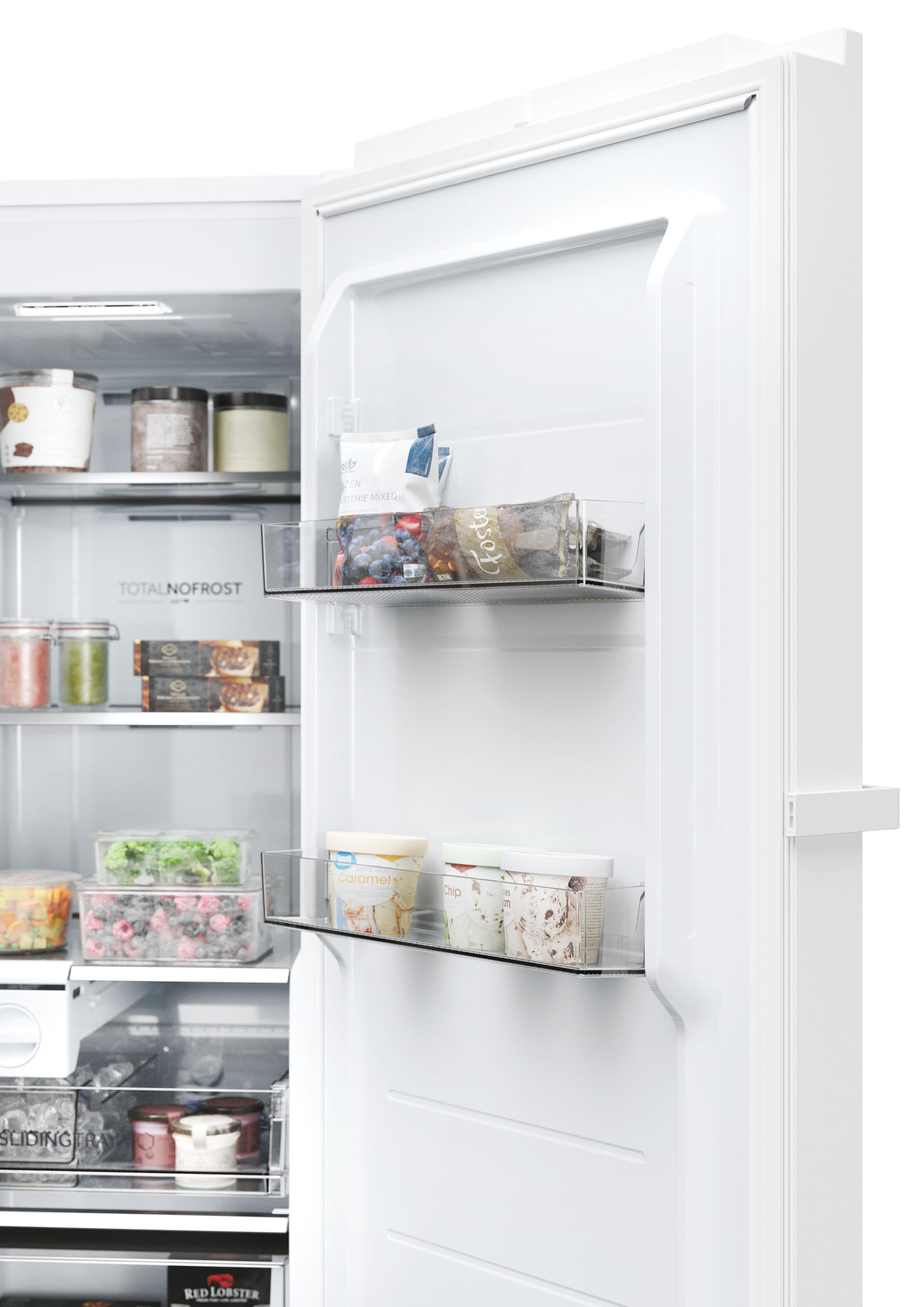 Haier Congelatore con sbrinamento automatico e macchina per cubetti di ghiaccio I Instaswitch H4F306WDH1 I Total No Frost congelatore, capacità 301 l, utilizzabile anche come frigorifero I Freezer con