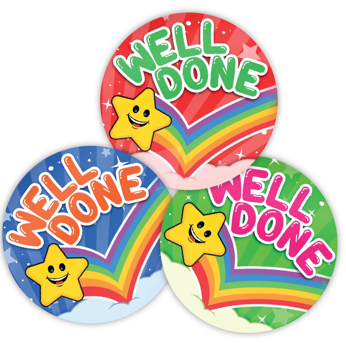 Stone Melon School Reward Stickers 144 Smiling Star Tick Rainbow Stickers 30mm Round Awards Nursery Teachers Parents Children Kids
