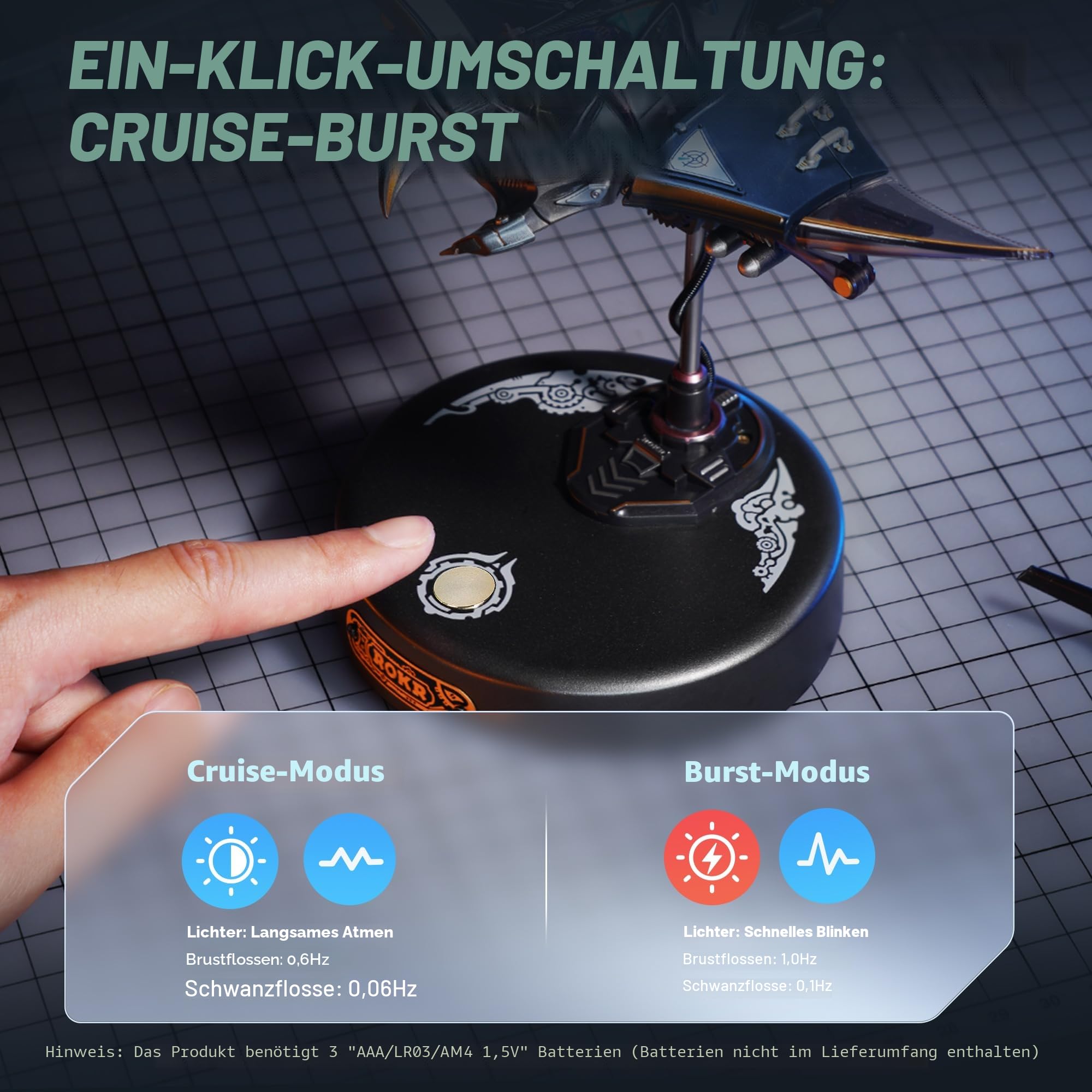 ROKR 3D Puzzle Manta Ray Mechanische Modellbau, Meerestiere 3D Puzzle Erwachsene Mit Bewegungs- und LED-Lichteffekt, STEM-Modellbausatz für Erwachsene (MI06)
