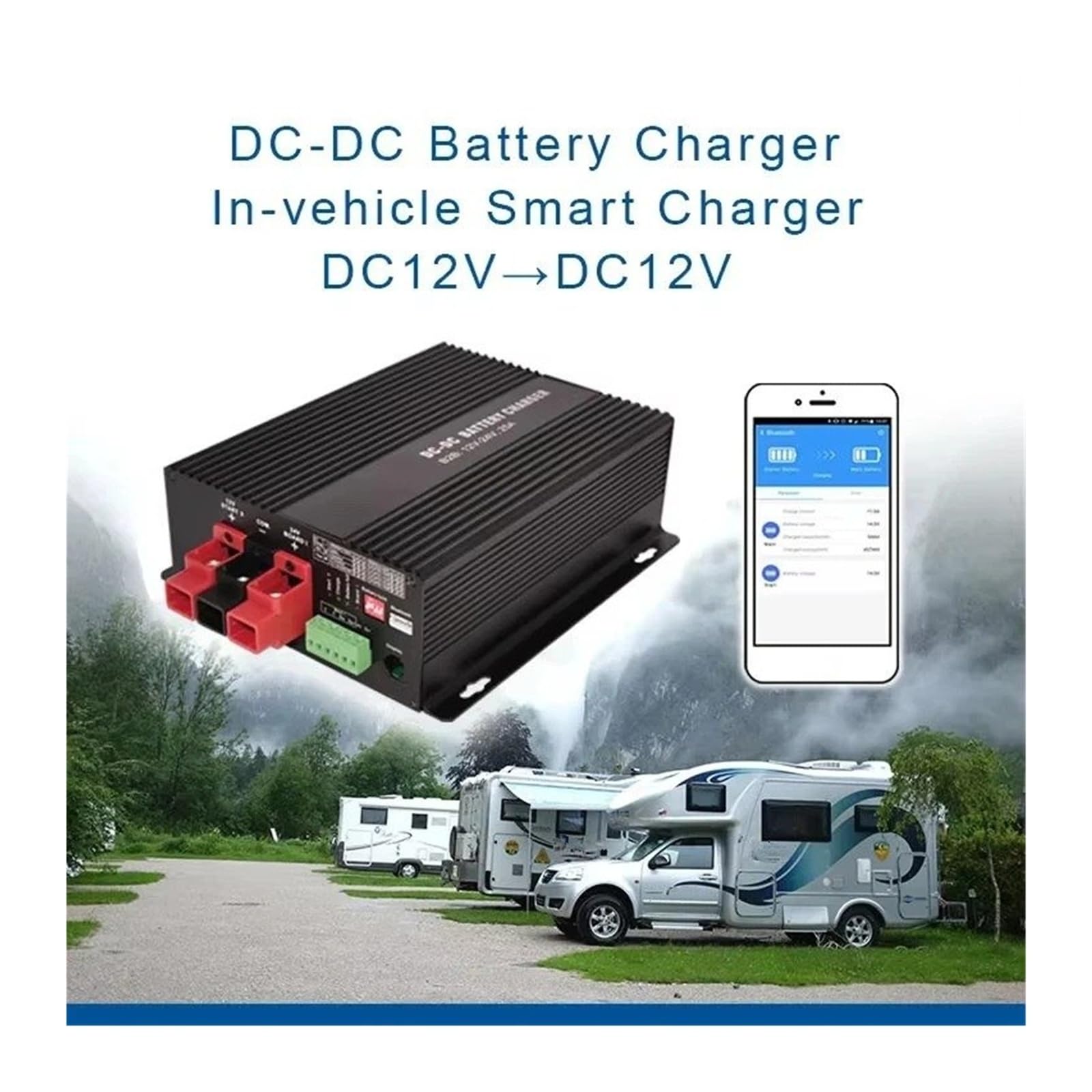 Convertidor Adaptador Cargador Inteligente 12V CC 30A Refuerzo Compatible Aplicación Bluetooth Batería Litio Temperatura Carga Completamente Automática inversor