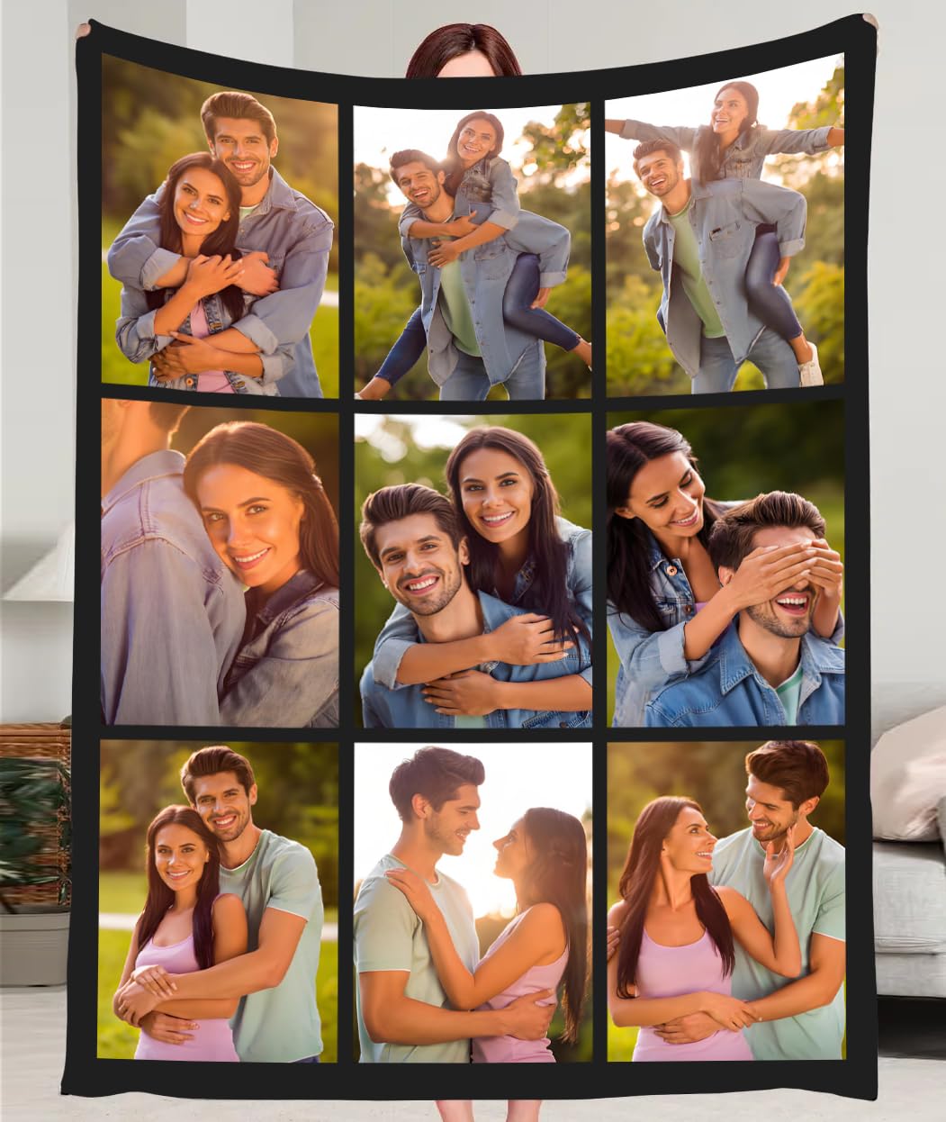 AsBestForGF Custom Blankets with Photos Text, I Love You Girlfriend Boyfriend Gifts, Personalized Picture Flannel Blanket Couple Customized Gifts for