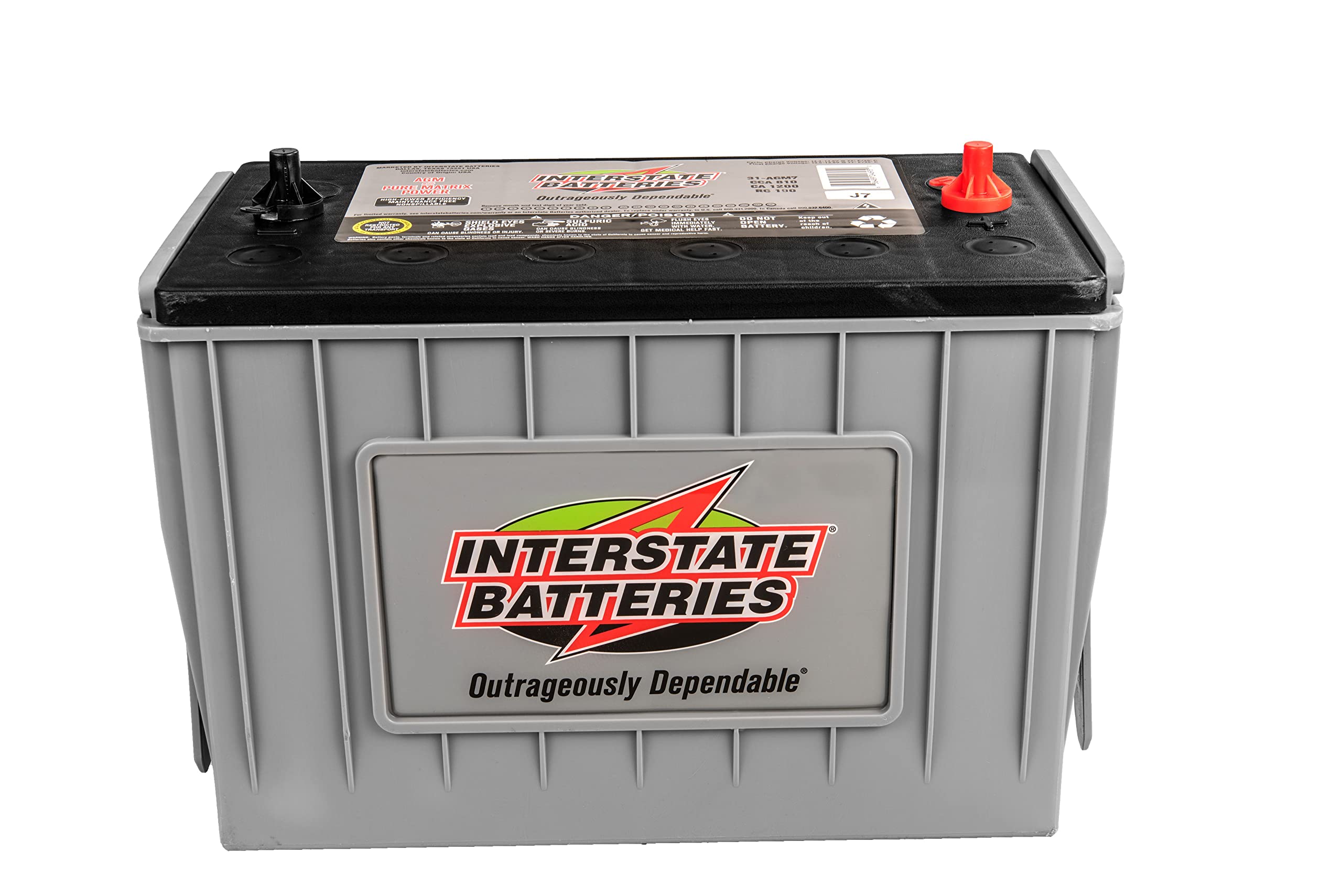 Interstate Batteries Marine Deep Cycle Battery 12V 100Ah 925CCA (31-AGM7) Pure Matrix Power Commercial Pure Lead AGM Cranking Replacement (Group Size 31) GEM Cars, Yachts, Extra Fuel Tank Trucks