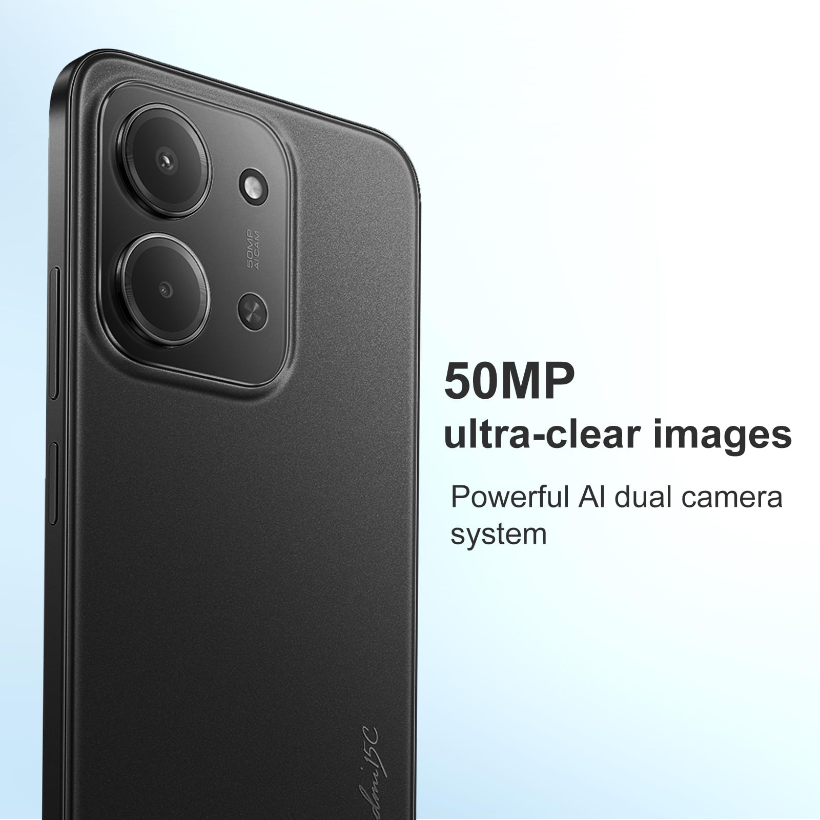 XIAOMI Redmi 15C 4+256GB Smartphone, Display 6.9" HD+ 120Hz, Batteria 6000mAh, Fotocamera 50MP, Processore Octa-Core, Senza Caricatore-Nero mezzanotte, Include Custodia Protettiva