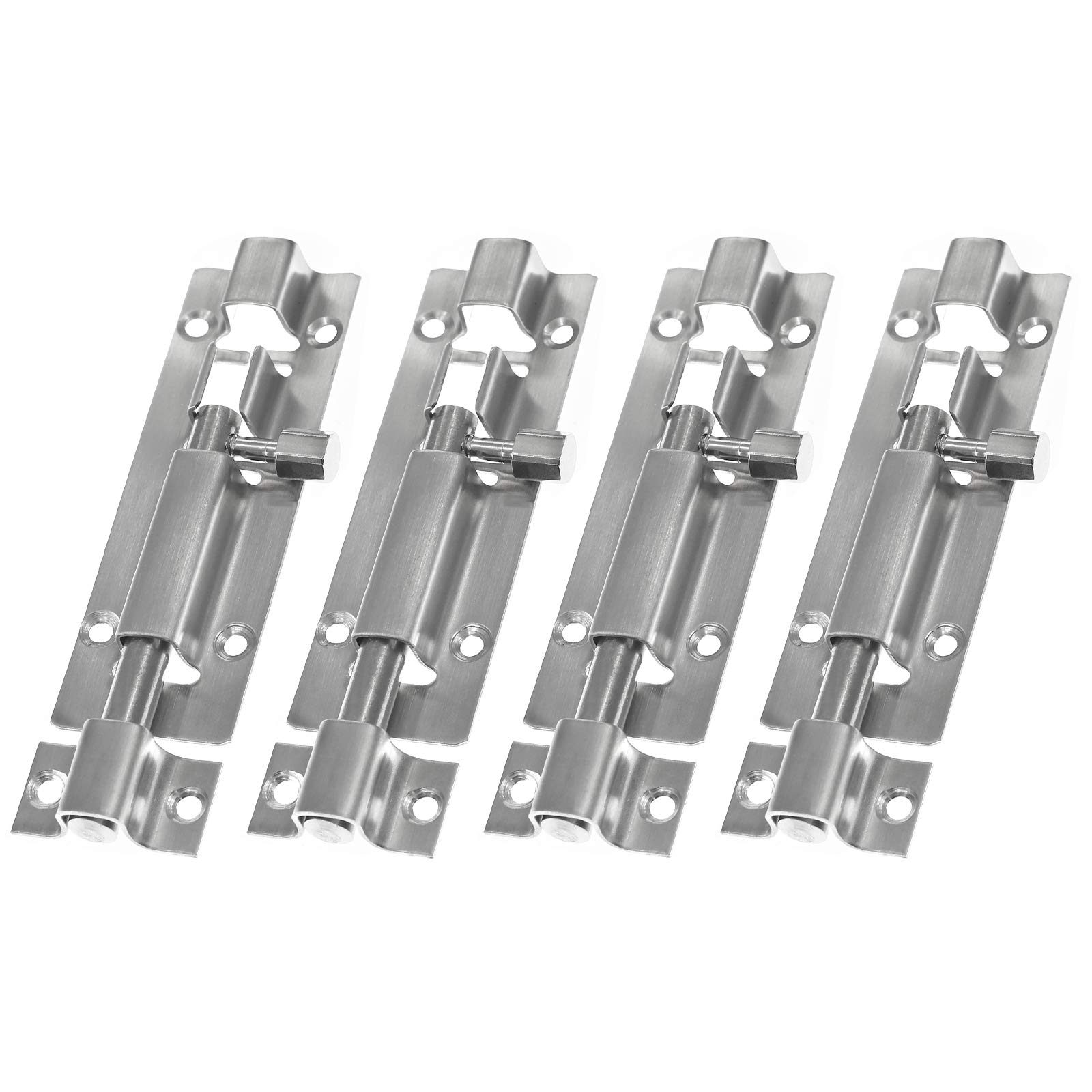 LDEXIN 4Pcs Door Security Slide Latch Lock, 4 inch/100mm Heavy Duty Solid Thicken Steel, Gate Barrel Bolt, Door Lock More Security and Privacy