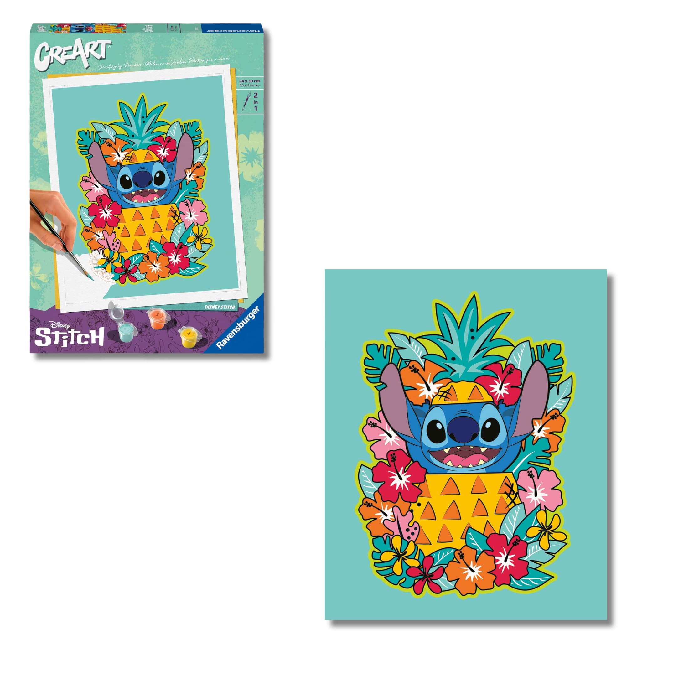 Ravensburger - CreArt Trend C, Disney Stitch, Dipingere con i Numeri, Kit Pittura, Regali Festa della Mamma Originali, 14+ Anni, 24x30 cm