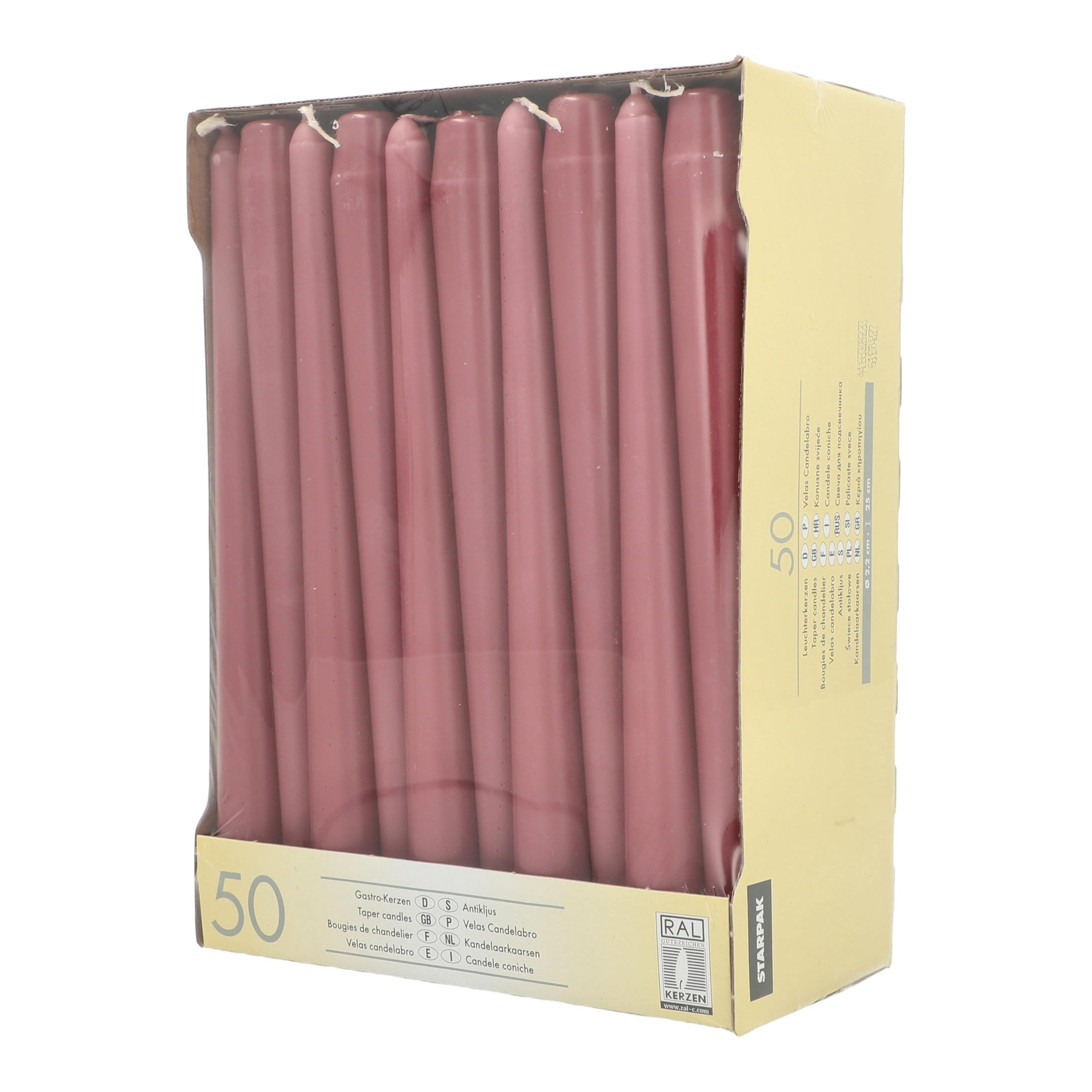 PAPSTAR 50 candelabri 2,2 x 25 cm, rosa antico