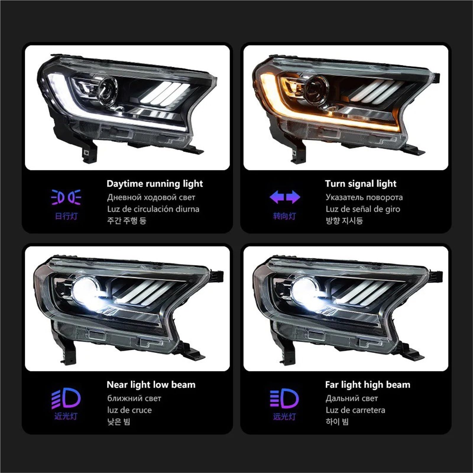 Gruppo Faro per Auto Ranger 2016-2021 Faro Anteriore DRL Indicatore di direzione Fascio Luminoso Angel Eye Lente proiettore