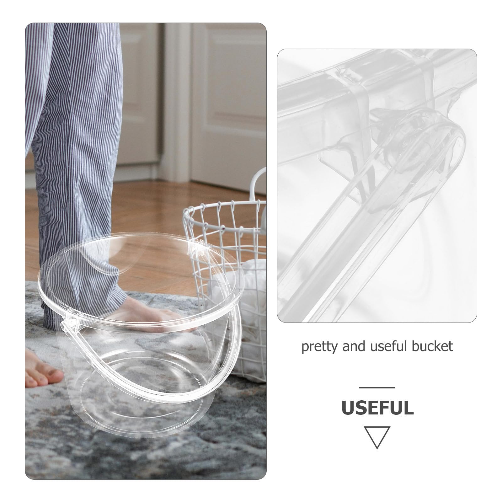 CANIGHT Seau Seau de Jardinage Polyvalent en Plastique Transparent Réutilisable avec Poignée et Facile à Transporter pour Camping et Ménage