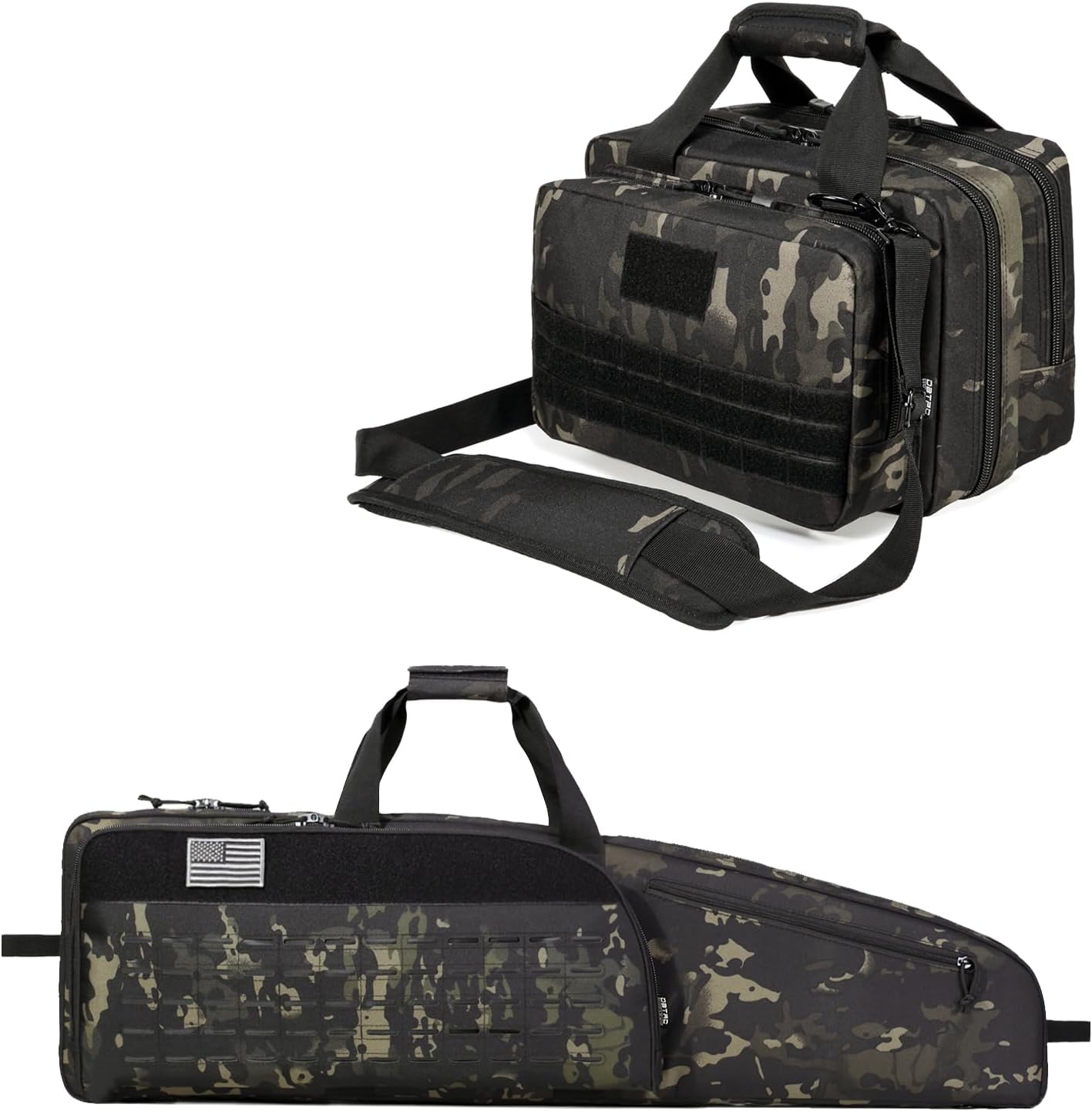 DBTAC Tactical Single Rifle Bag 41" + Tactical Range Bag Small Plus (Black Camo)