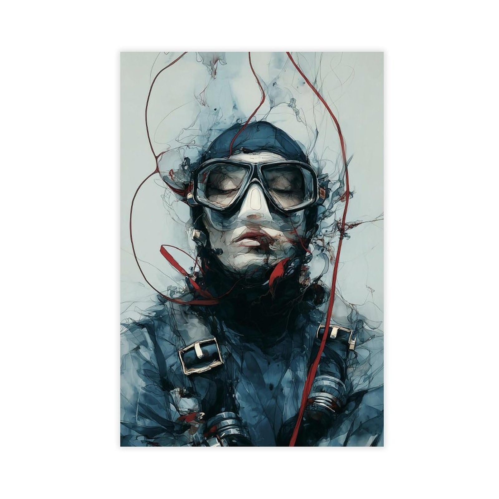 Ywtjax Unframe-Style Abstract Diver Poster Canvas Poster For Living Room Decor Gift