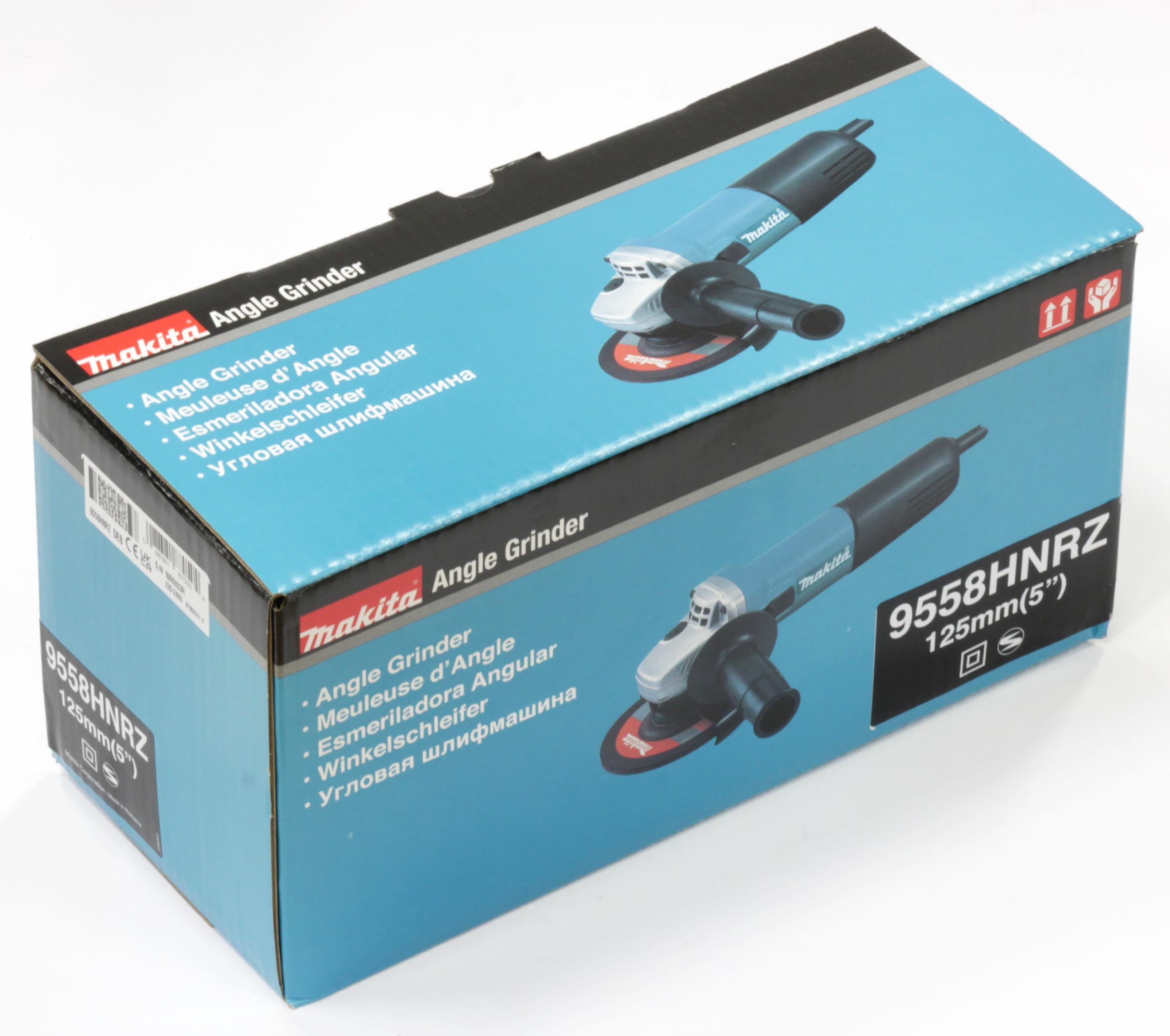 Makita 9558HNRZ - Amoladora angular de 125 mm de diámetro, 840 W de potencia, con cubierta protectora y cable de alimentación