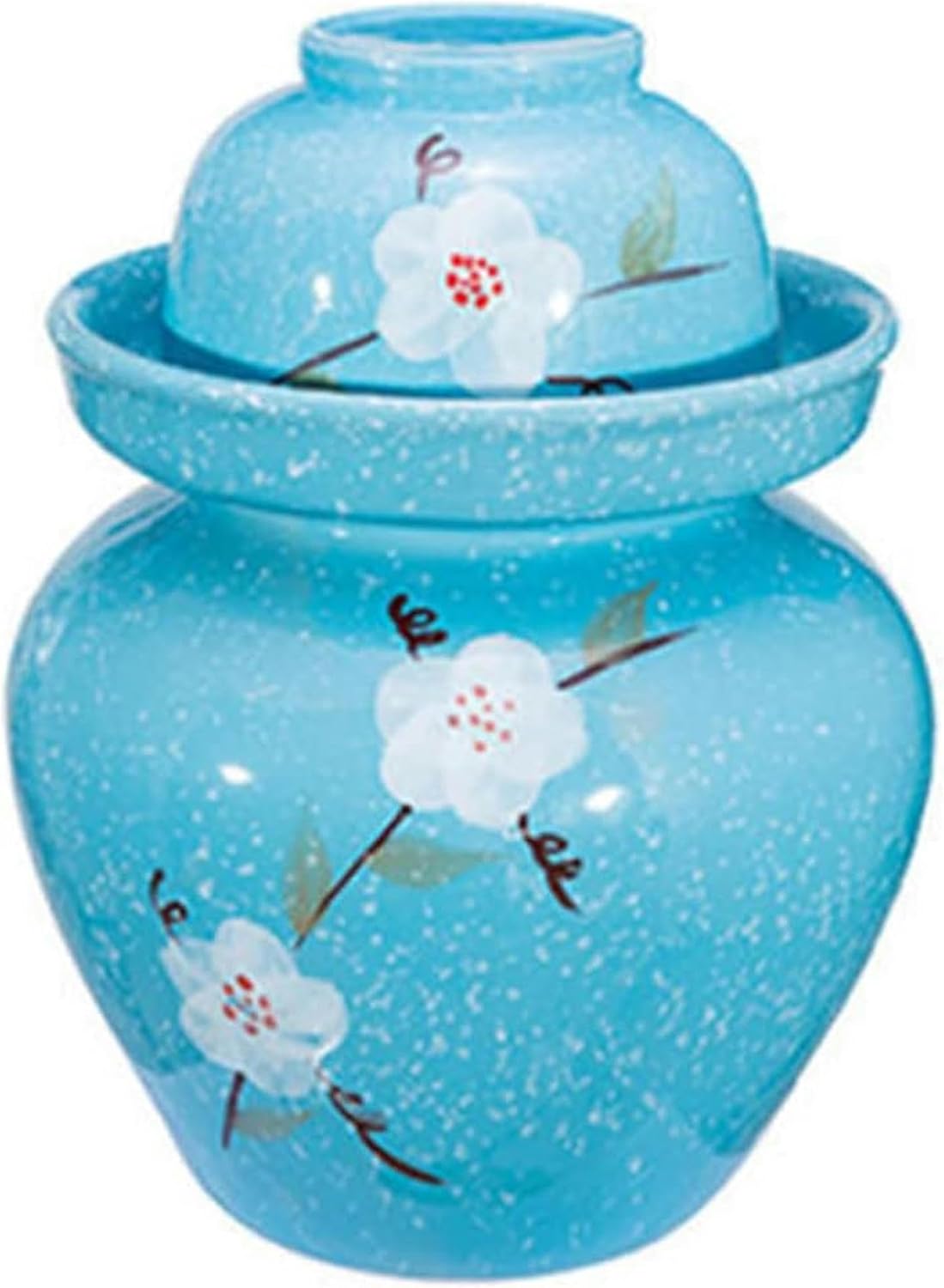 Cute Traditional Chinese Porcelain Pickle Jar, Ceramic Fermentation Crock Pickling Pot,Fermenting Jar with Water Seal Airlock Lid Stoneware Fermenter for Kimchi Saue 2KG*1