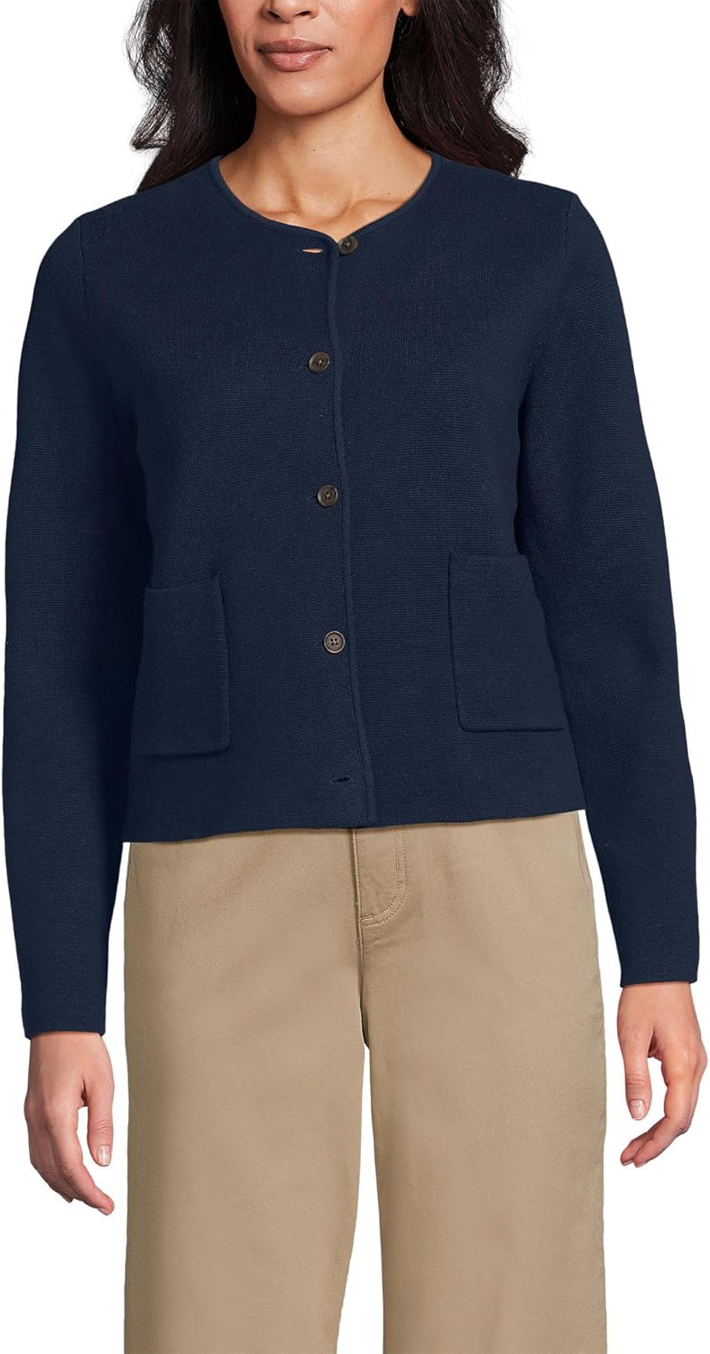 Lands' End Women's Fine Gauge Cotton Milano Blazer Sweater