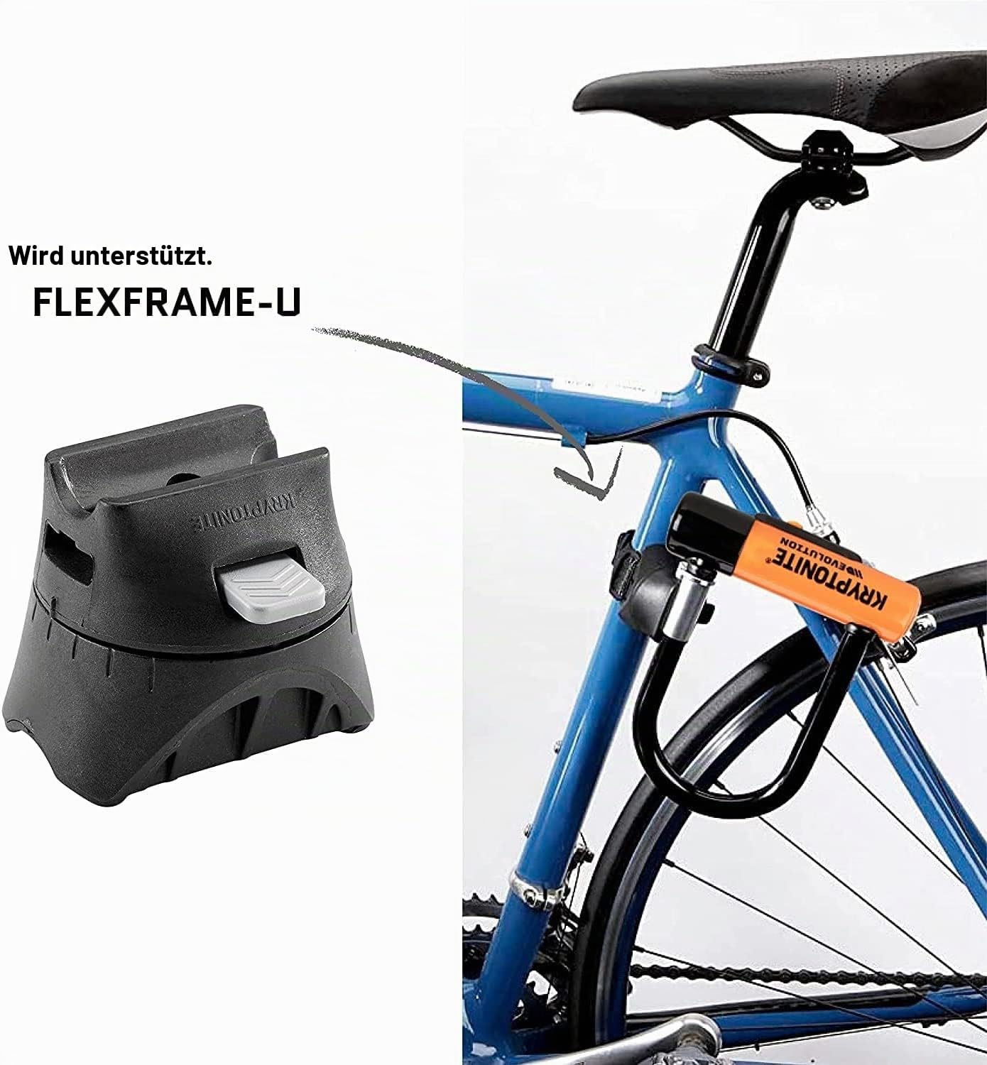 Kryptonite Kryptolock Mini-7 Bügelschloss aus gehärtetem Stahl mit Flexframe-Halterung, Sicherheitslevel 6/10, für Fahrräder oder Scooter, 1,13 kg, 8,2 x 17,8 cm, Farbe Orange