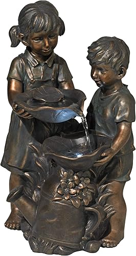 Miniatura 7 de Fuente de agua en cascada para niños y niñas de 23 pulgadas de alto con luz LED para jardín, patio, terraza, hogar, césped, porche, casa, sala de