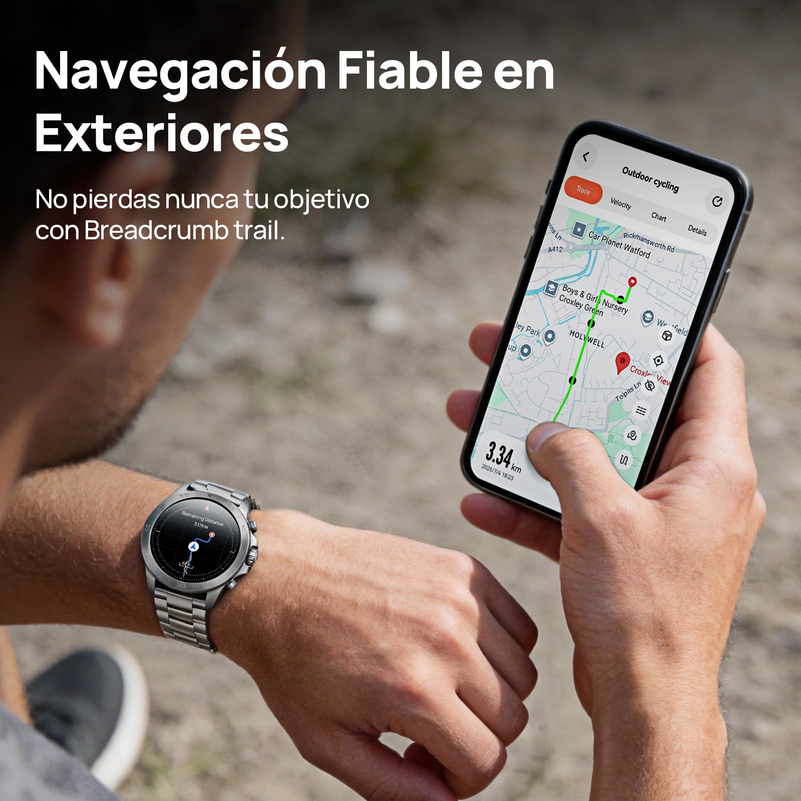 Mibro GS Explorer S TI Reloj Inteligente para Correr con GPS, Smartwatch con Impermeable 10ATM, Bisel Titanium, Llamadas Bluetooth, Altímetro, Barómetro, Brújula, para Android iOS (Correa de Titanio)