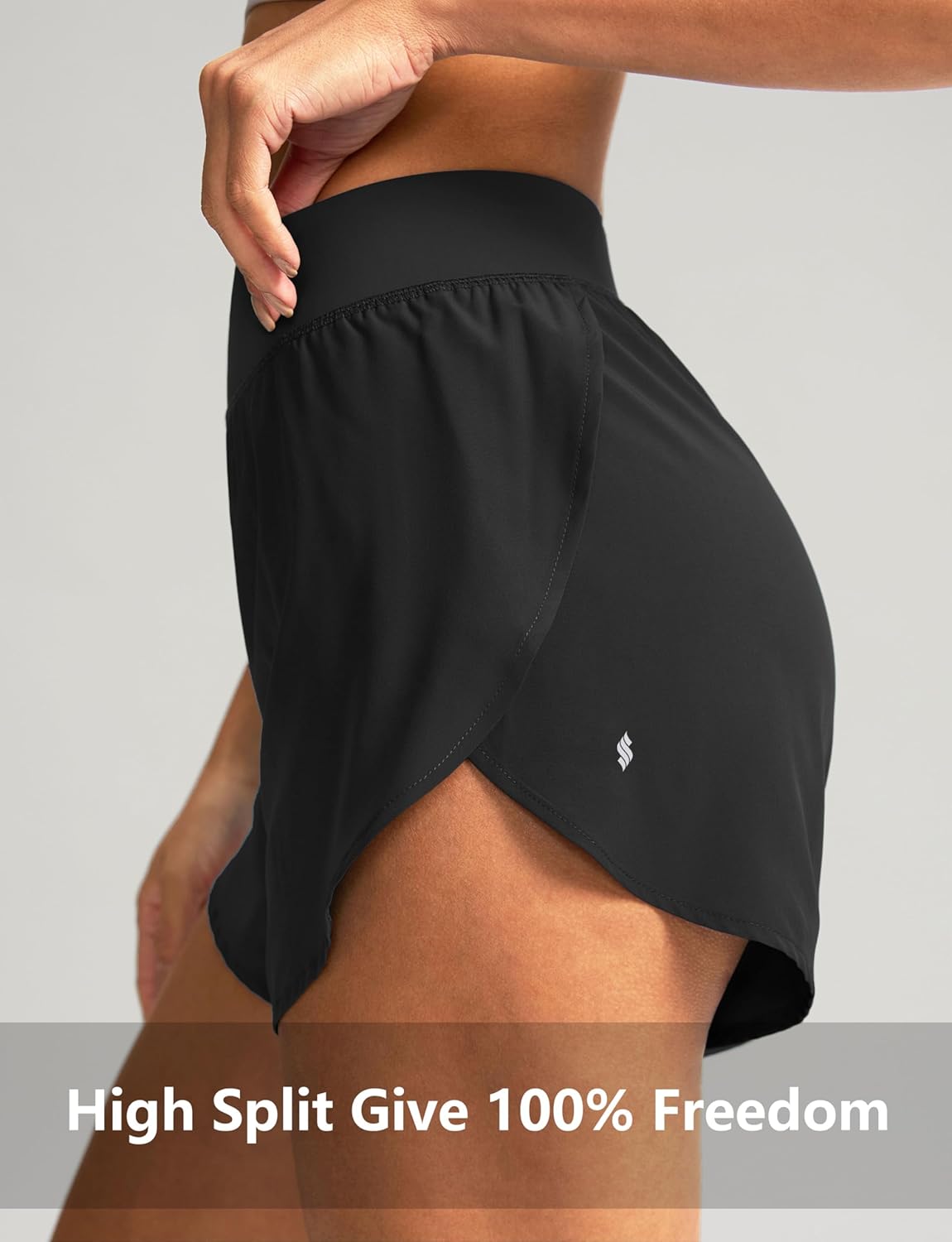 Soothfeel High Waisted Athletic Running Shorts for Women Dolphin Short High Split Quick Dry Gym Workout Shorts with Liner - Image 6