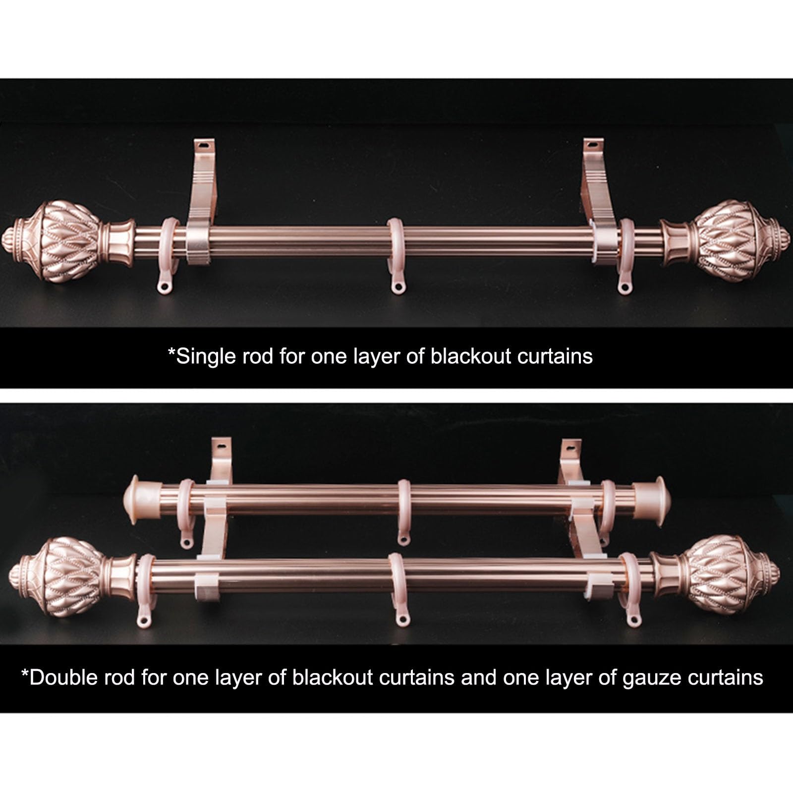 Tringle en métal de qualité supérieure pour 100 à 320 cm - Mât lourd de 28 mm de diamètre - Idéal pour la chambre à coucher - Montage facile sur le dessus et le côté (ensemble simple de 200 cm)