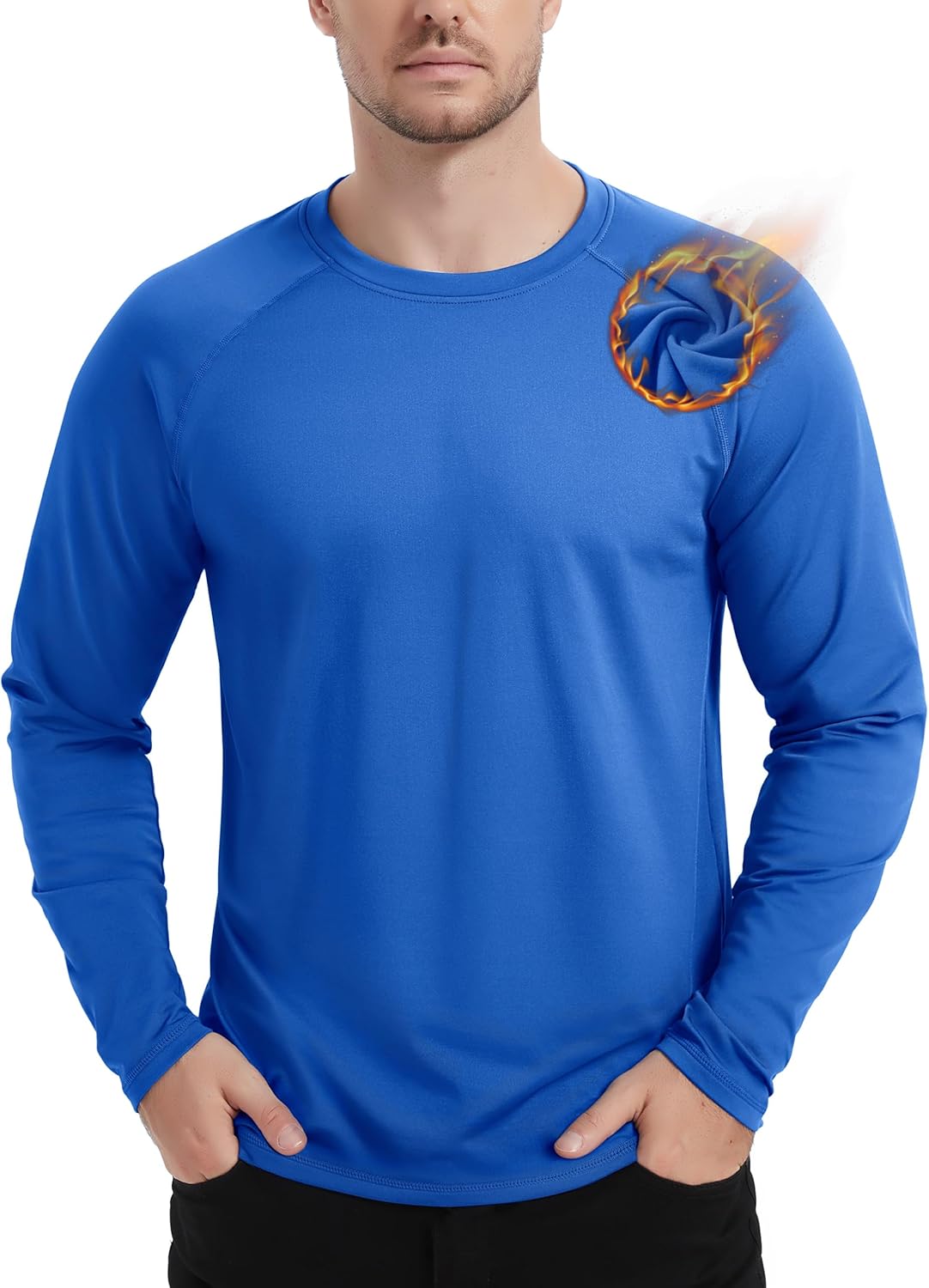 TACVASEN Men's Thermal Shirt Long Sleeve Fleece Lined Base Layer Lightweight Athletic Undershirt Winter Tops Workout