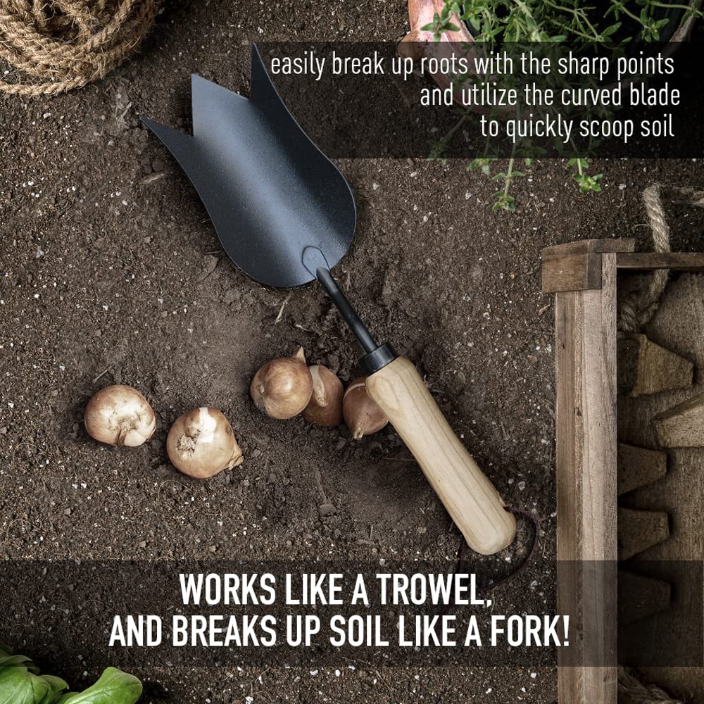 Colwelt Ensemble d'outils de jardin, outils de jardinage durables avec poignée en bois, y compris sac de jardin, genouillère, gants, transplantateur, cultivateur, cadeaux de jardinage pour