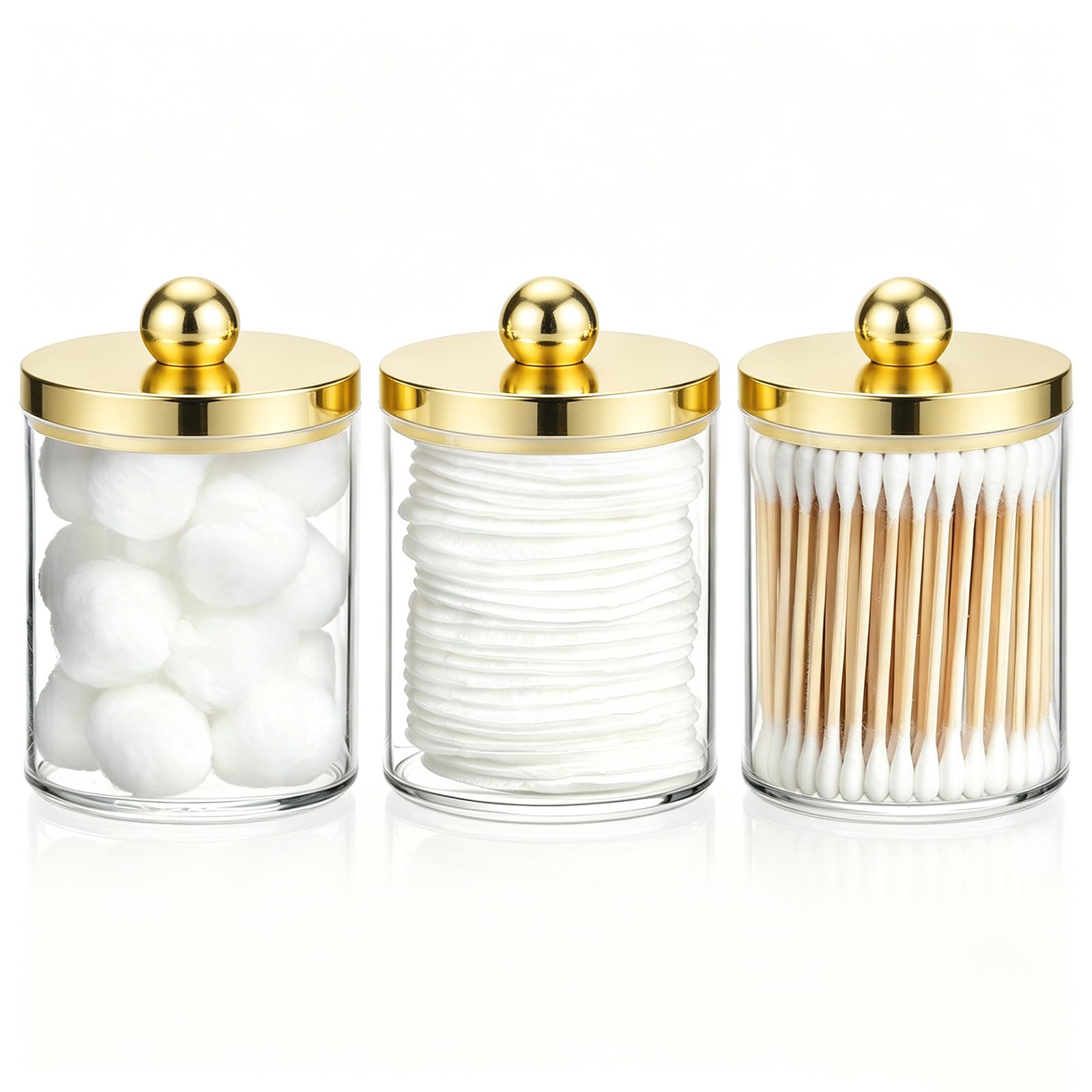 Tbestmax 10oz Qtips Holder Bathroom Container with Gold Lid