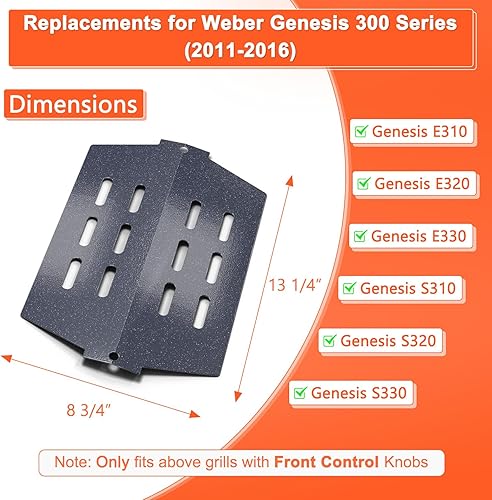 Miniatura 2 de QuliMetal 65505 Deflectores de calor para parrillas Weber Genesis serie 300 (control de montaje frontal), Genesis E/S-310, E/S-330 (2011-2016)