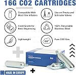 ICO CO2, 16g Threaded CO2 Cartridges, CO2 Cartridges for Use with CO2 Bike Tire Inflator, C02 Cartridges for MTB & Road Bikes, Food Grade CO2 Cartridges