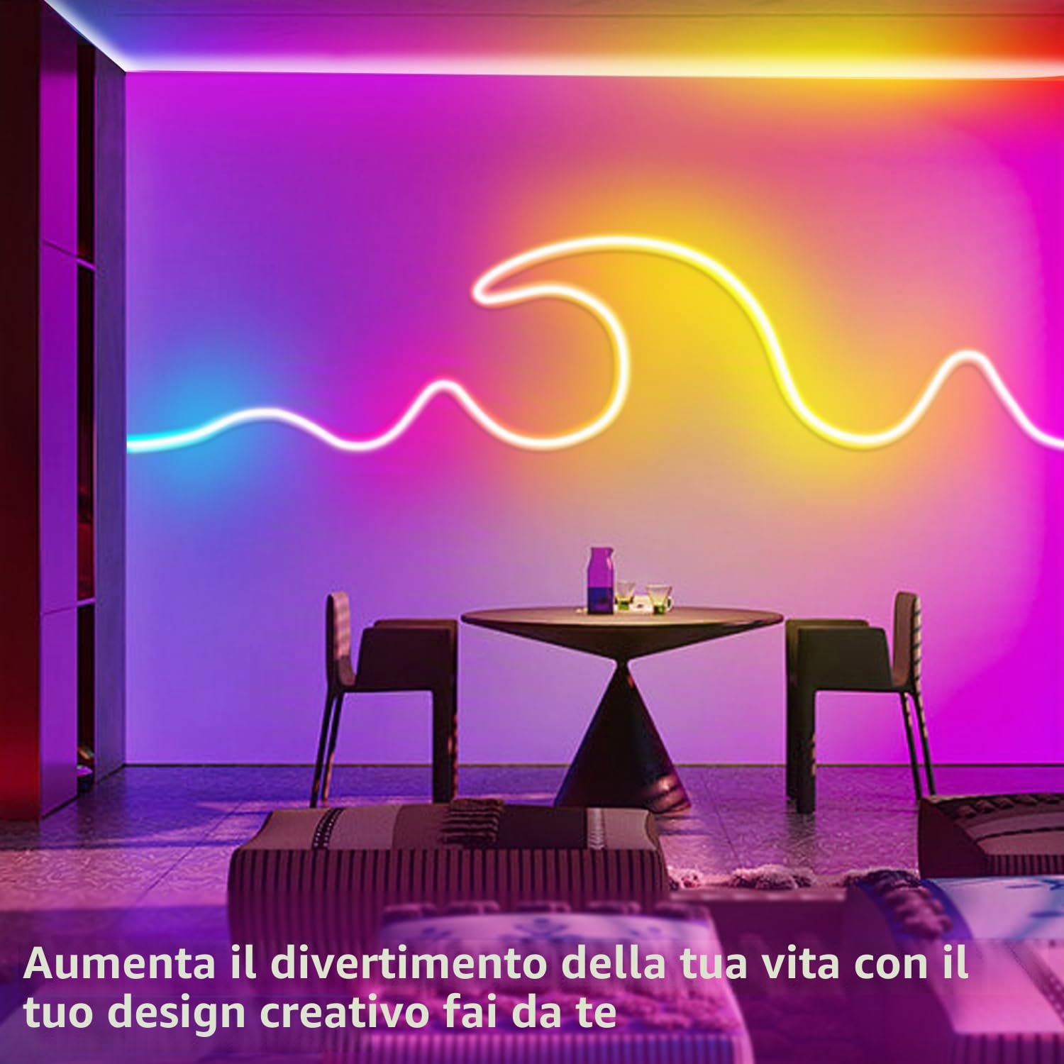 segrass Strisce LED RGB neon da 40 m, strisce flessibili DC 24 V, corde a LED con app/telecomando, possono essere utilizzate per camera da letto, camere e decorazioni esterne (2 rotoli da 20 m)