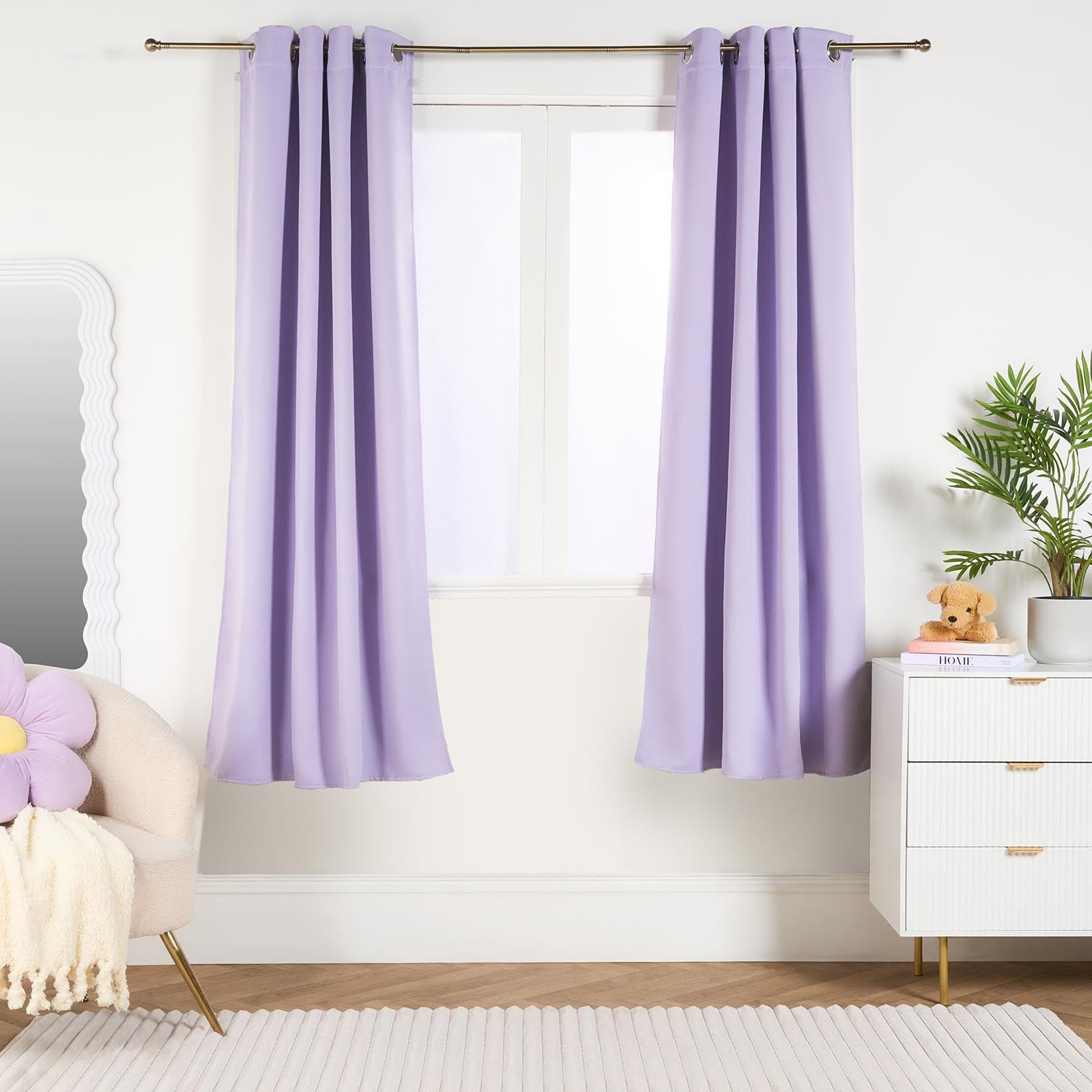 Ohs Women's Lilac Blackout Curtains For Bedroom, Super Soft Thermal Insulated Luxurious Purple Eyelet Blackout Curtains For Living Room Energy Saving Window Treatment 2 Panels, 66" X 72"