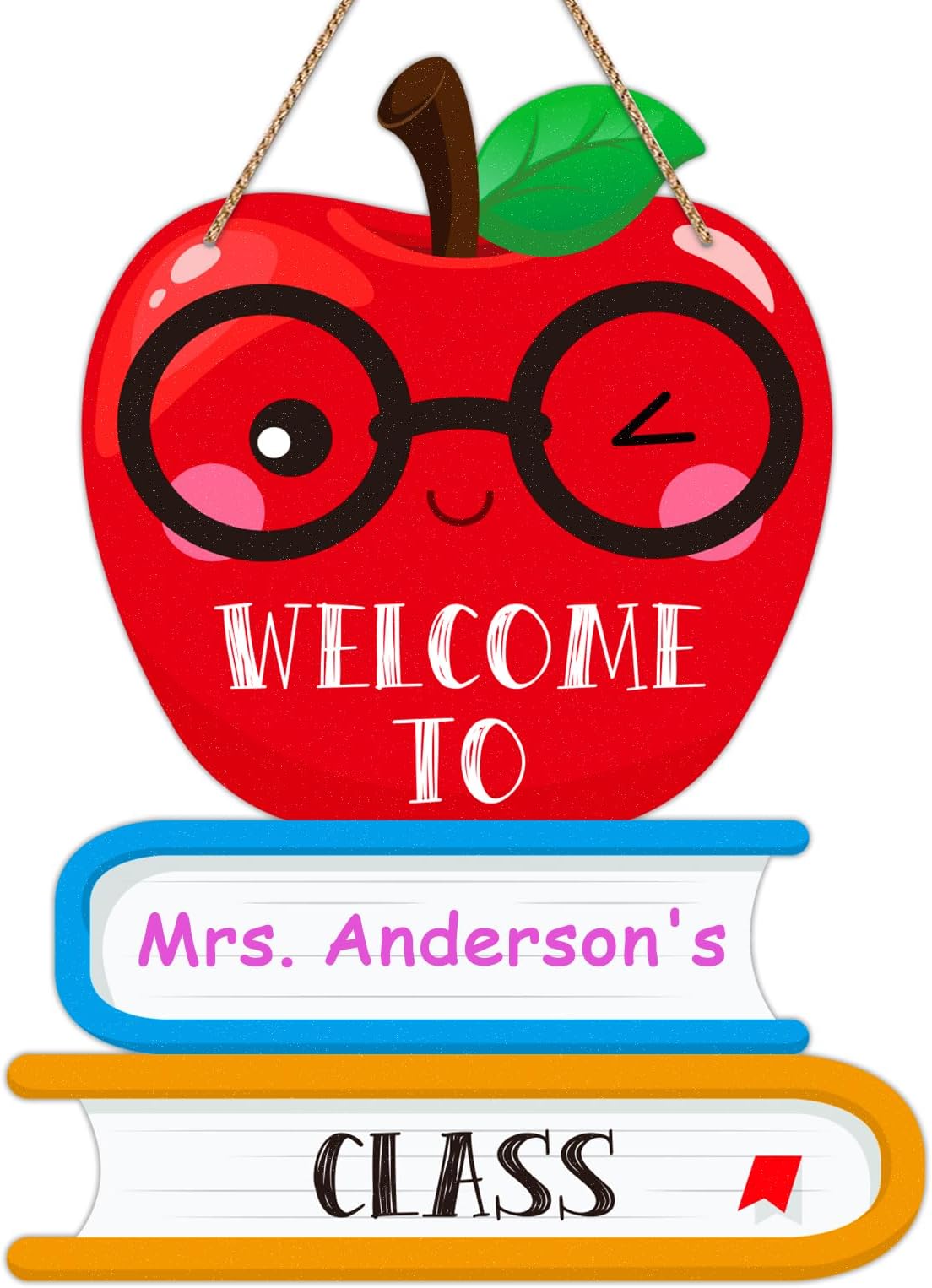 FLYAB Welcome Sign for Classroom Door Decorations 11.5" Personalized Teacher Sign for Classroom Welcome Back to School Hanger Sign for School Classroom Decorations Supplies Teacher Appreciation Gifts