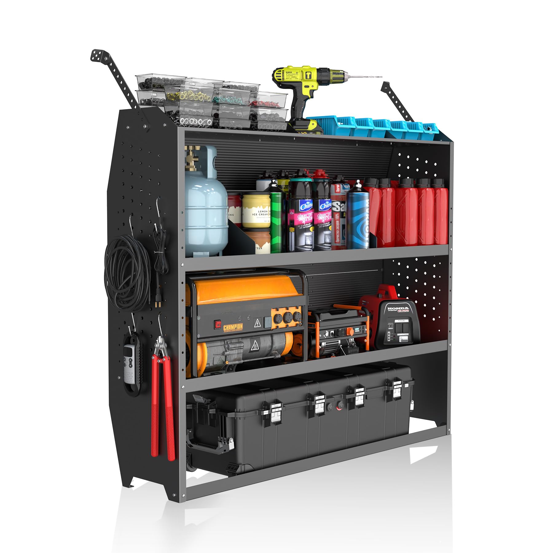 52" w x 46" h x 13" d cargo van shelving storage system fit for ford transit, gmc savana, chevy express, nissan nv, ram promaster, mercedes-benz sprinter and metris