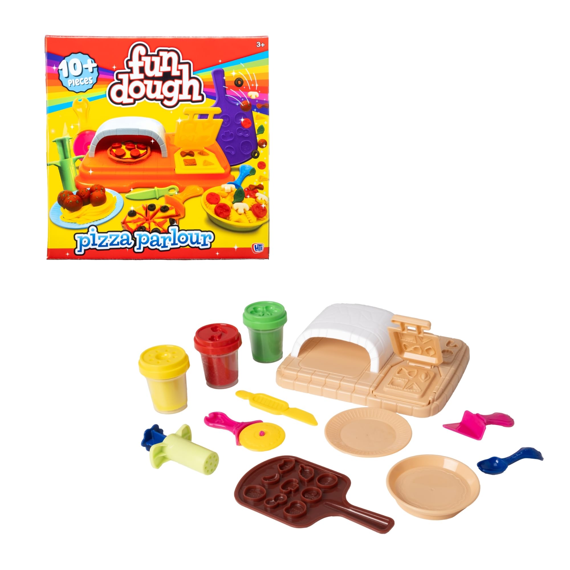 Fun Dough Tasty Treats Craft Kit | Play Dough Modelling Set | Create Your Own Cupcake Kit, Ice Cream Parlour Or Pizza Kit | 3 Colours & Playdough Tools And Cutters | Arts And Craft Kits For Kids | 3+ - Image 4