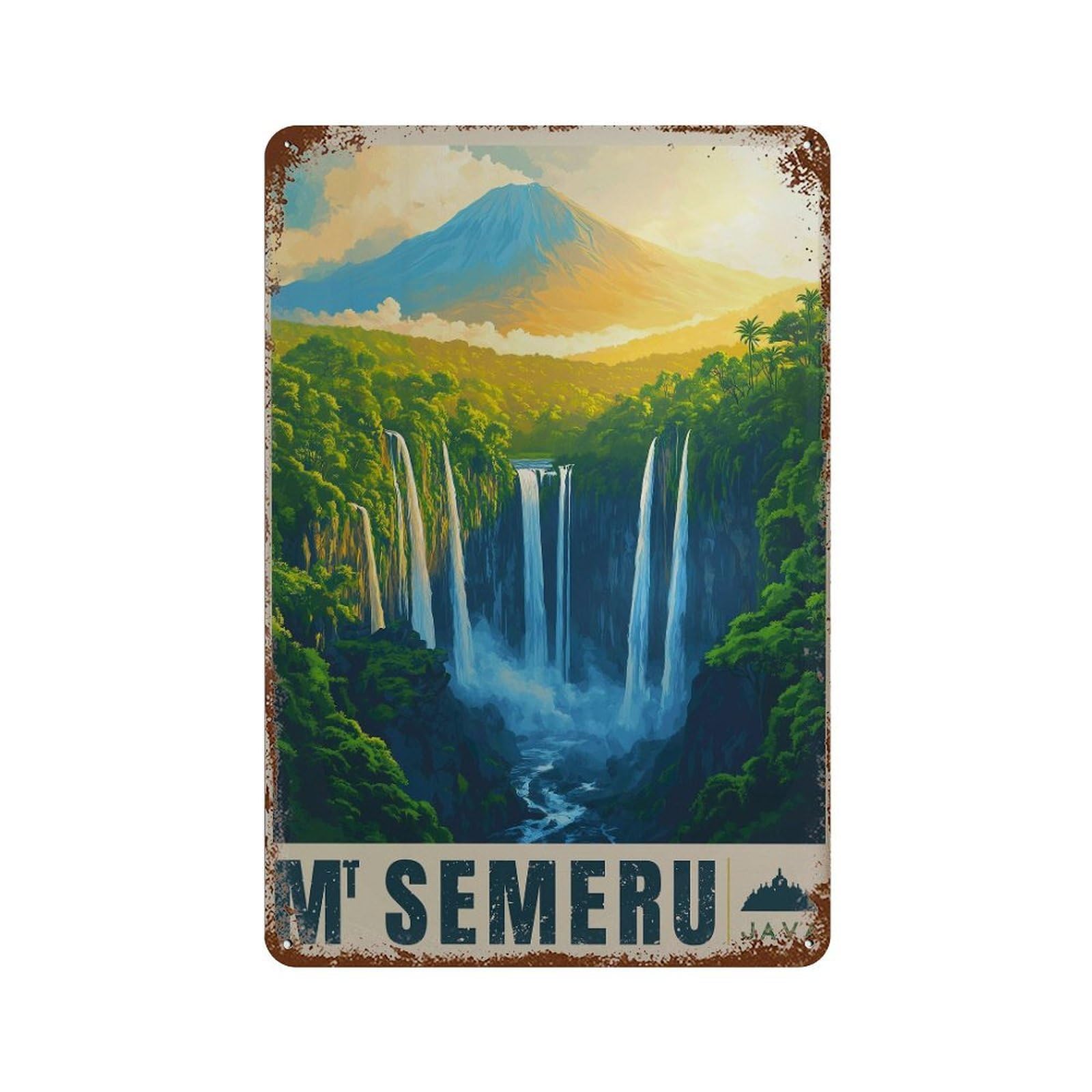 xiaoxiaoshen Mount Semeru Volcano East Java Travel Wall Decor Art Metal Tin Poster Modern Home Decor Art Home Bar Shop Decorations Vintage Sign 30x20cm