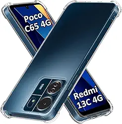 USTIYA Capa para Poco C65 / Redmi 13C TPU transparente quatro cantos capa protetora transparente macia