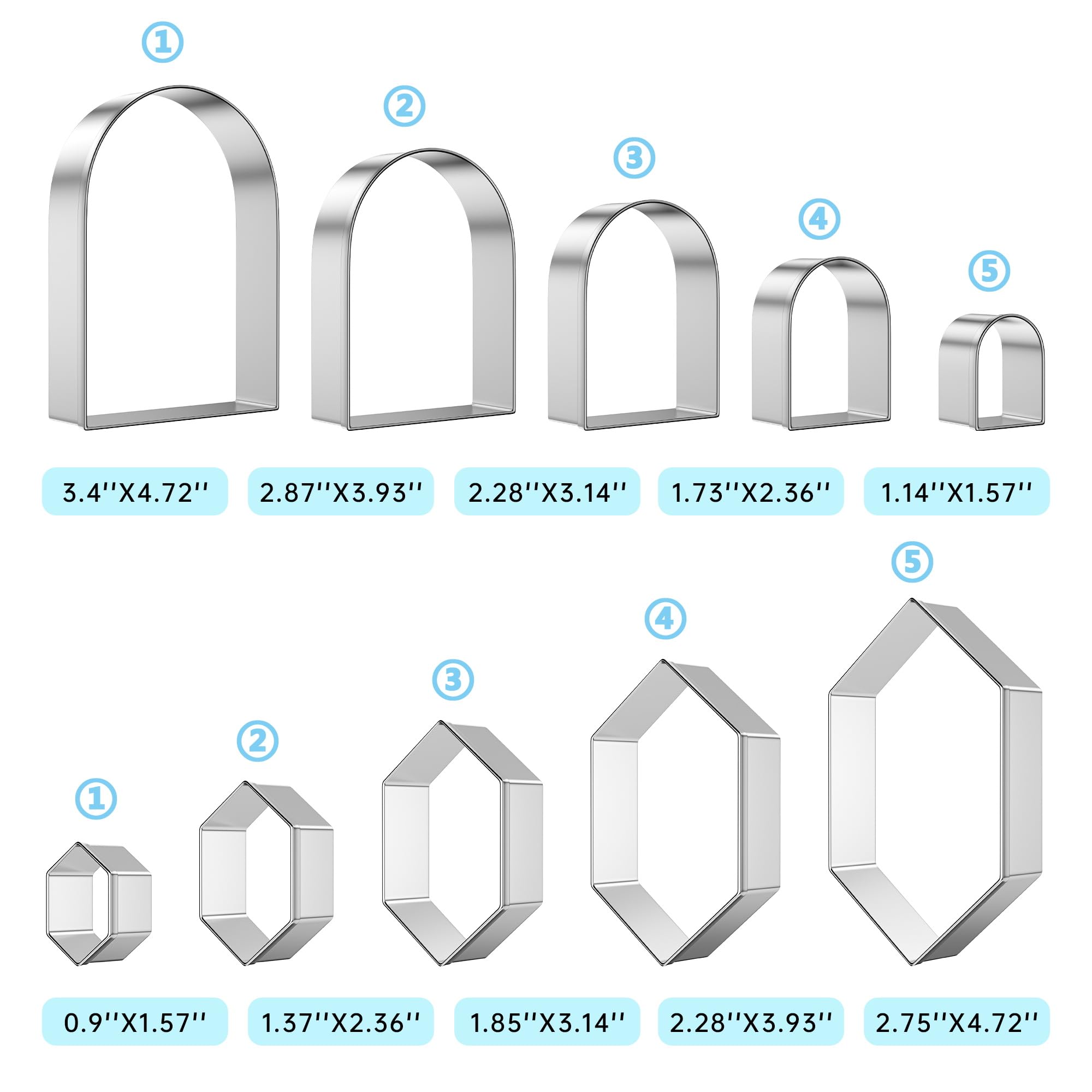 Ausstechformen-Set mit Bogen- und Sechseck-Ausstechformen, große und kleine Regenbogen-Ausstechformen, Plaketten-Ausstechformen, verschiedene Packungen, Diamanten, Waben, Boho, geometrische