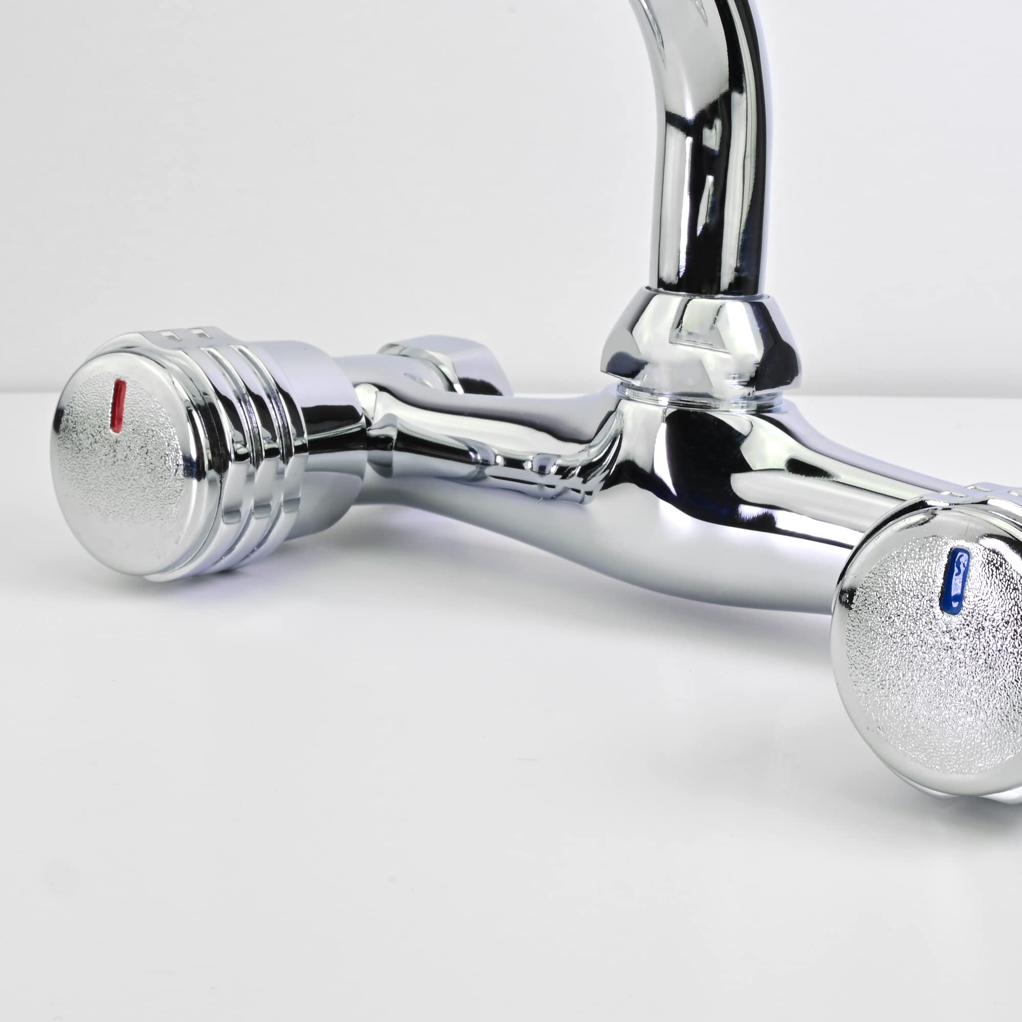 Mprofi MT® Grifo de Cocina de Pared Cromado | Mezclador Monomando para Fregadero y Lavabo | Grifería con Alcachofa Extraíble | Cuerpo de Latón para Sistemas de Agua a Presión
