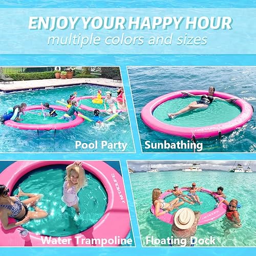 Miniatura 5 de Hamaca inflable de agua, muelle flotante, anillo flotante redondo, hamaca flotante inflable para lago, barco, piscina, océano, hamaca flotante